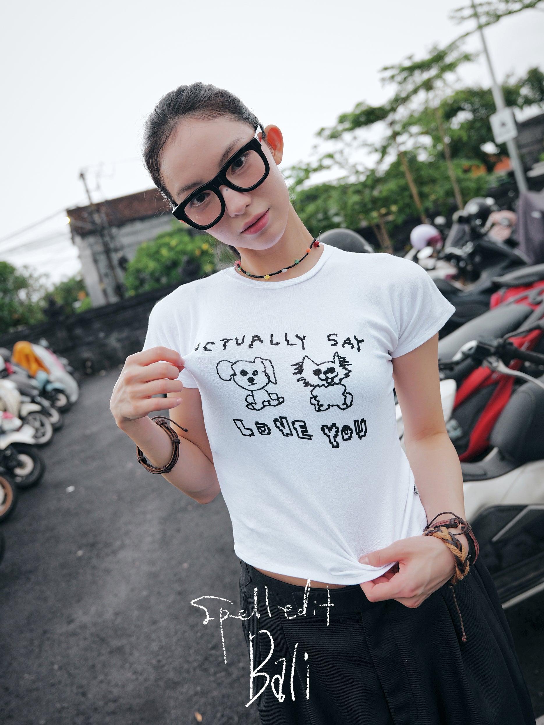 CUTE PET GRAPHIC CROP T-SHIRT