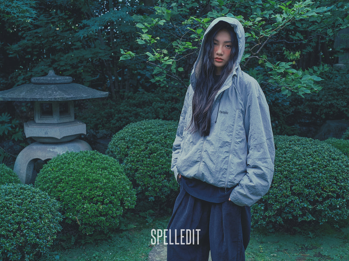 Rib Nylon Hooded Jacket