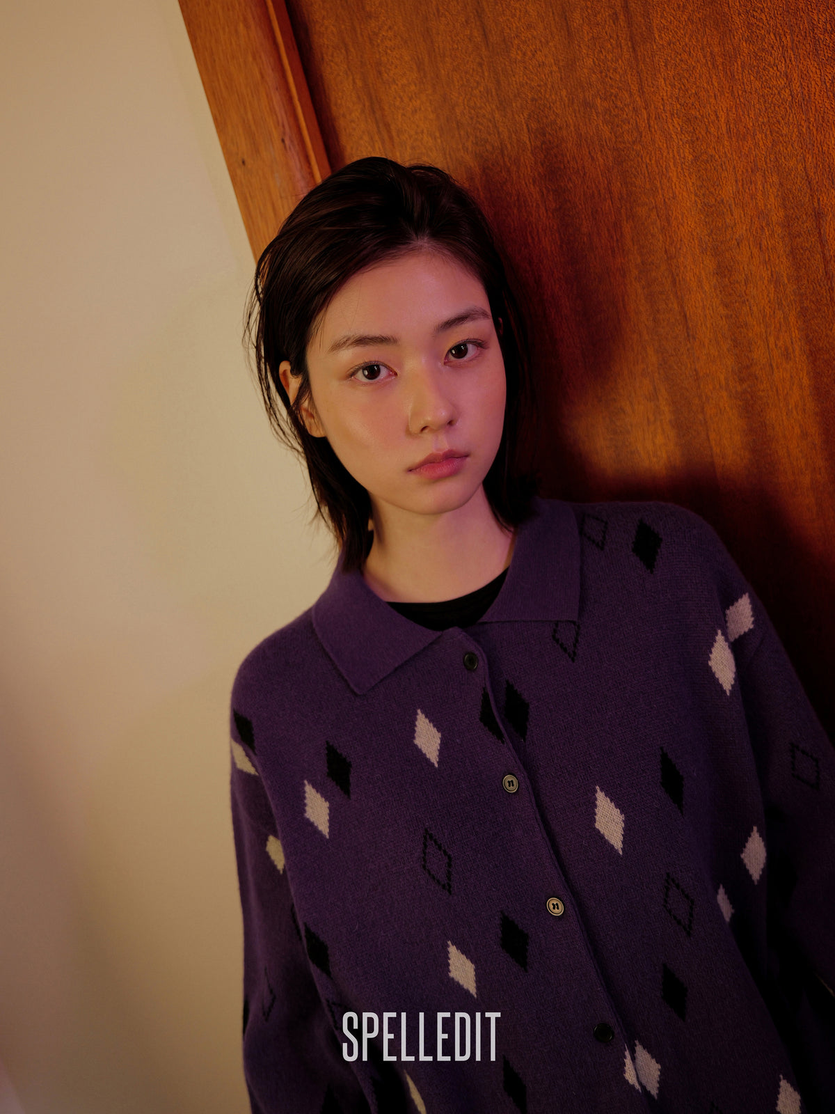 JACQUARD COLLARED CARDIGAN