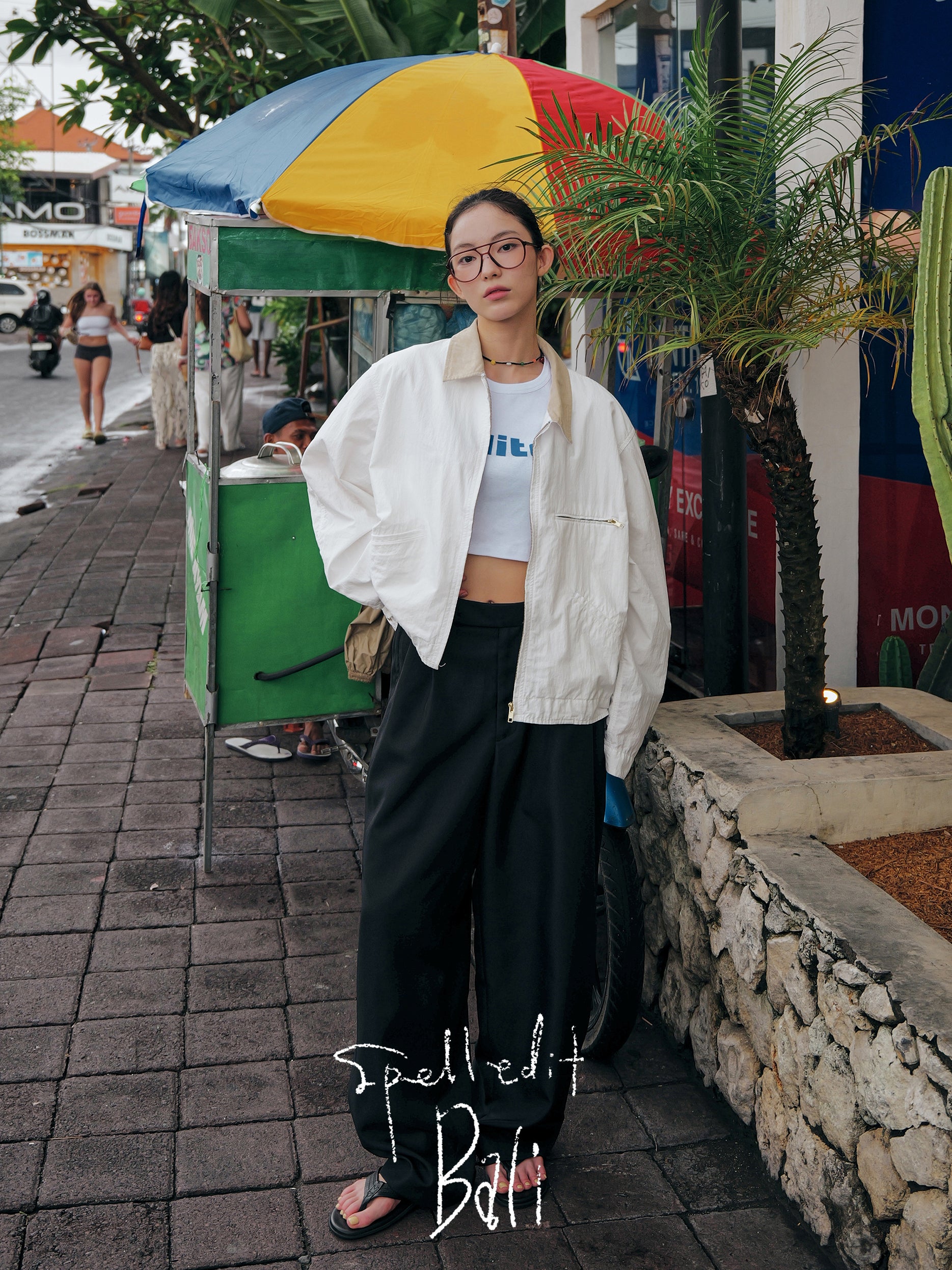 CONTRAST-COLLAR UTILITY JACKET
