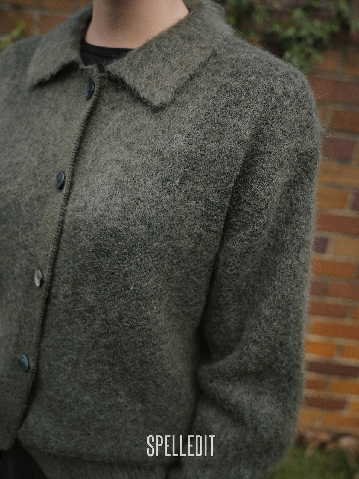 Mohair collared cardigan