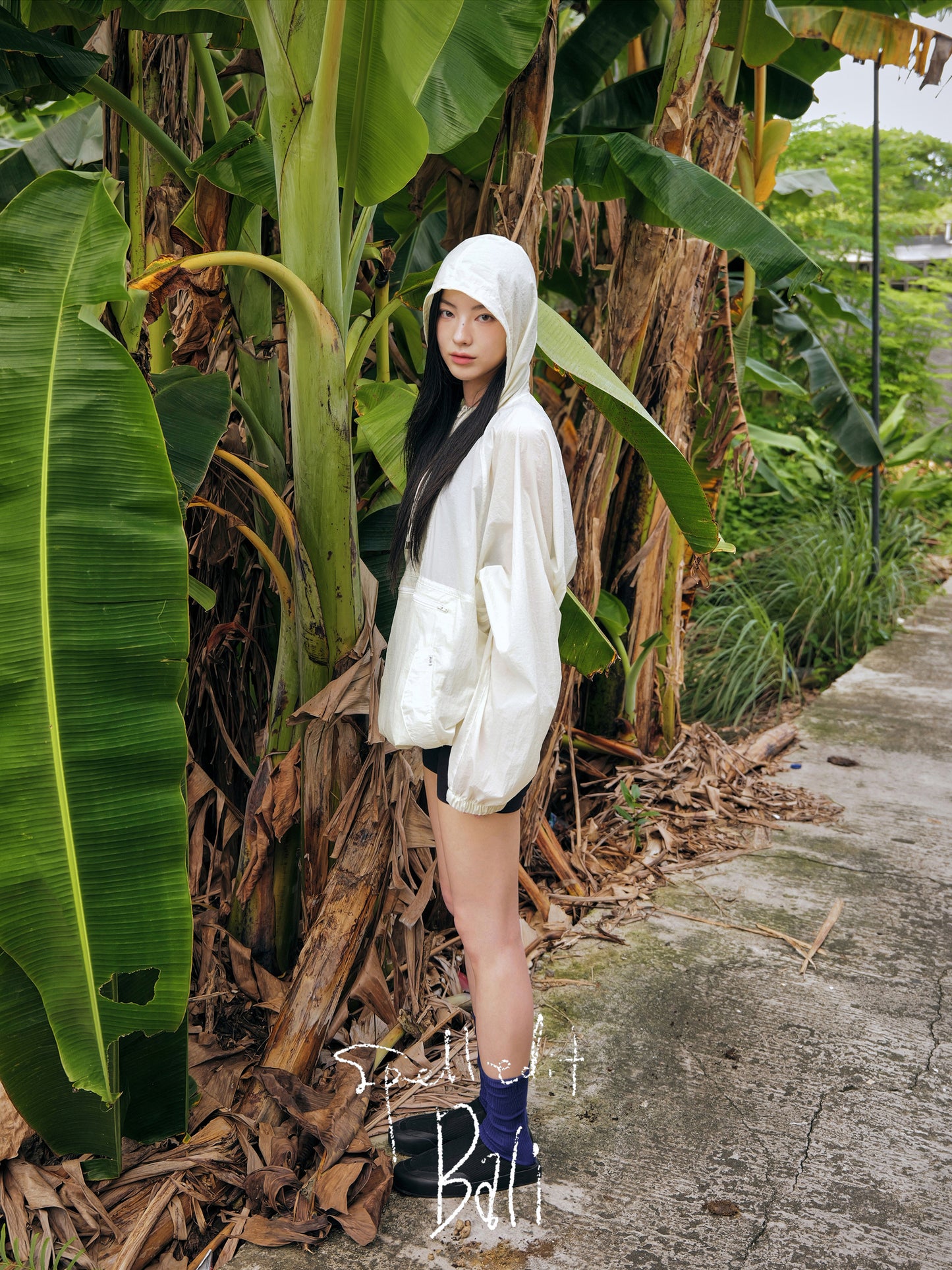 SHEER HOODED HALF ZIP PULLOVER