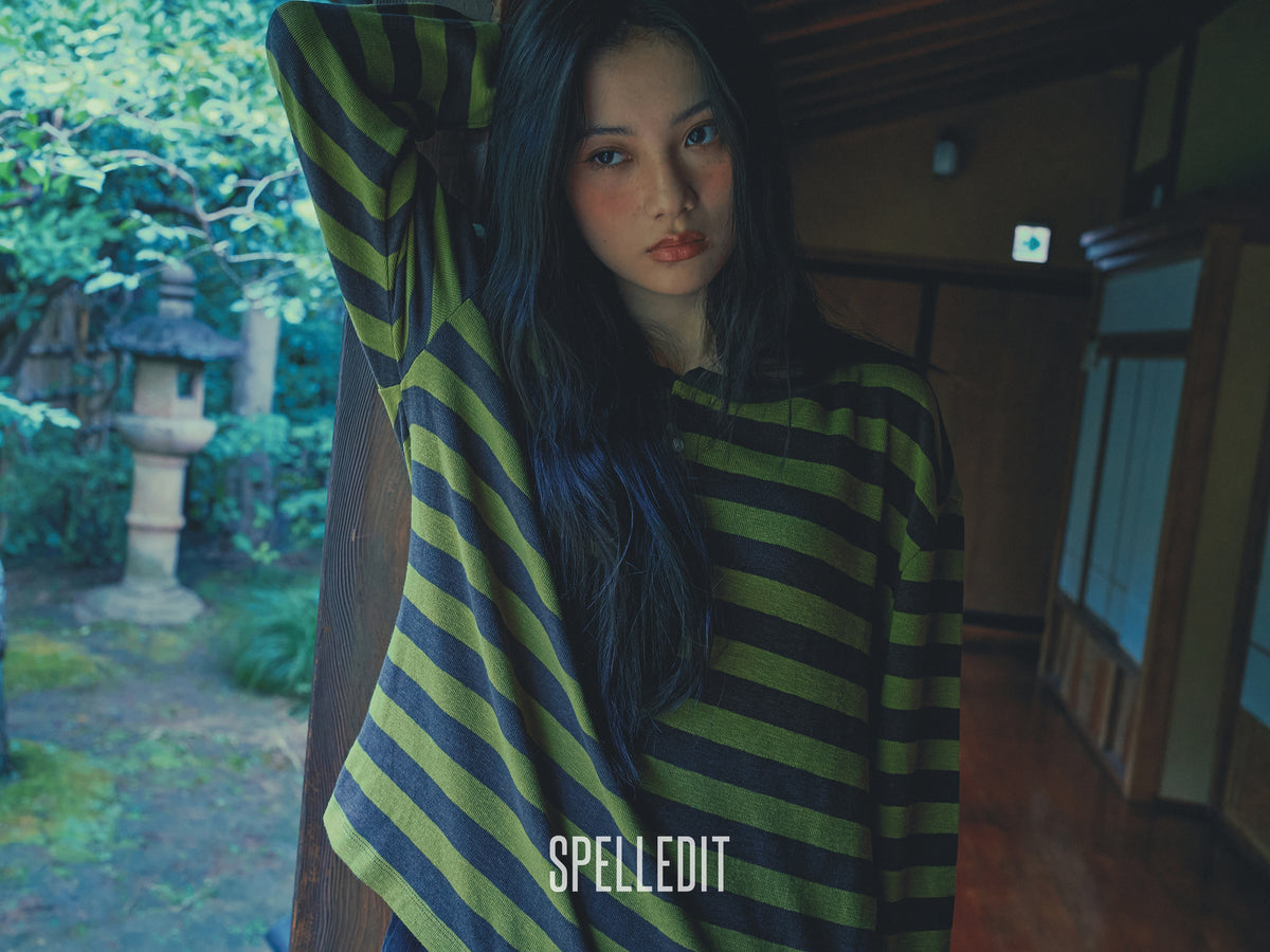 Stripe Henley neck long sleeves tee