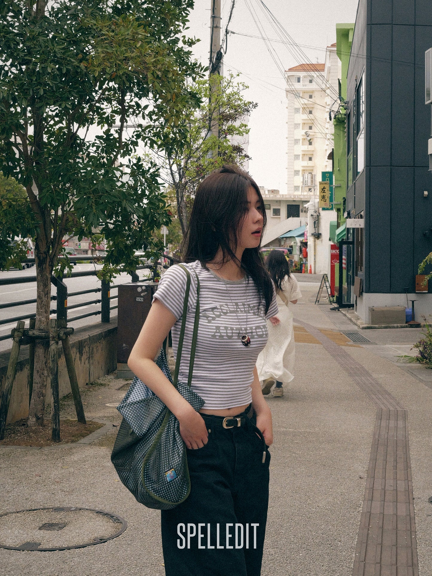 STRIPE LETTERING SLIM T-SHIRT