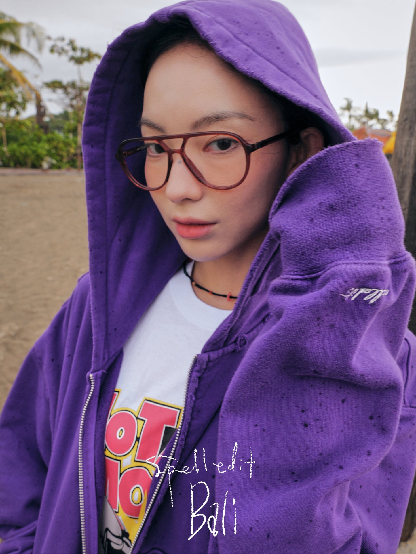 DISTRESSED ZIP-UP HOODIE