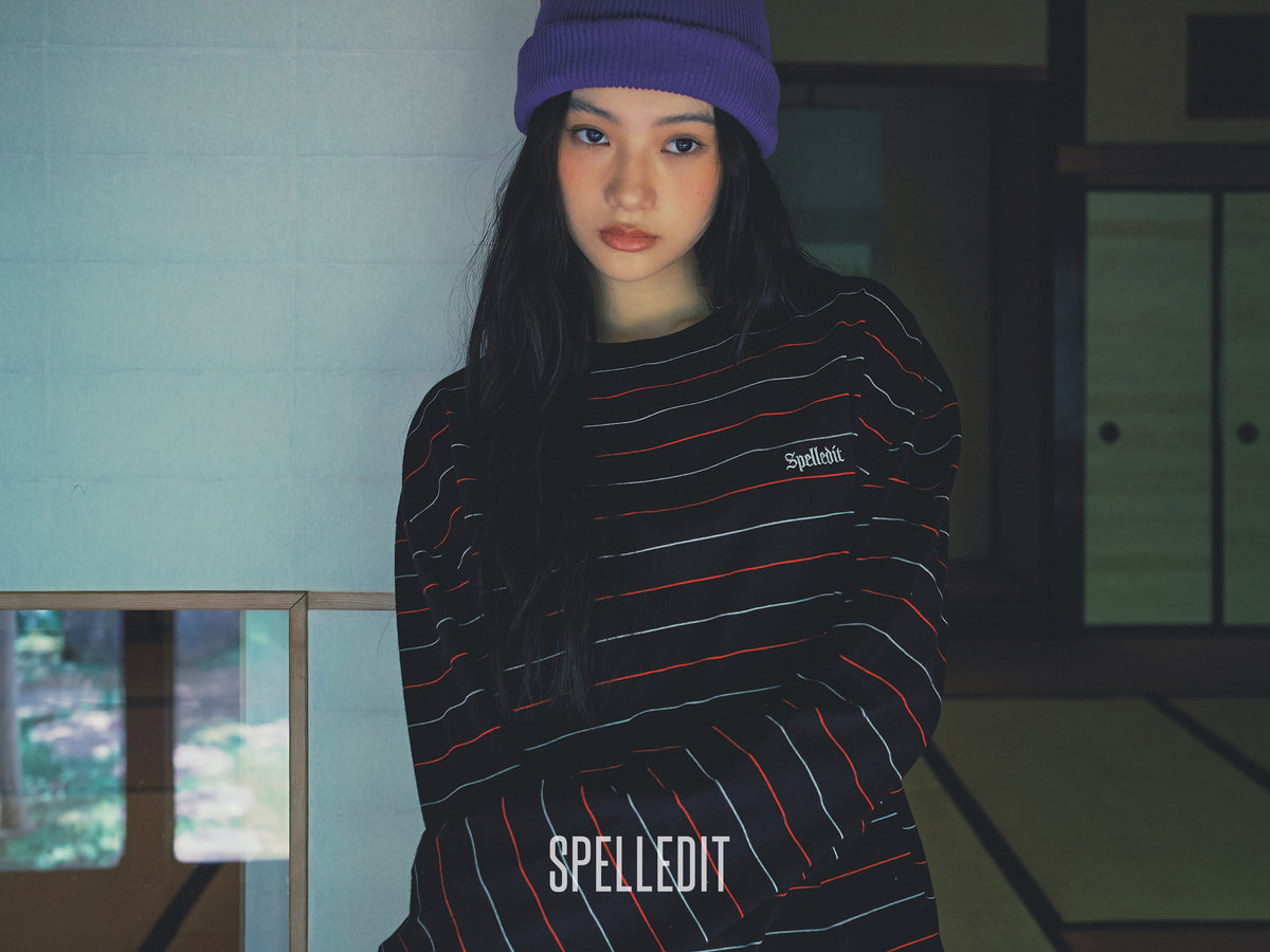 Logo embroidery striped long sleeves tee