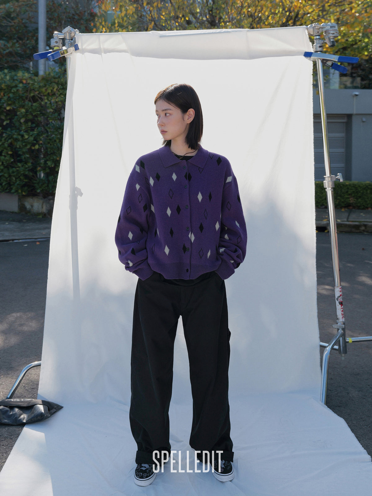 JACQUARD COLLARED CARDIGAN