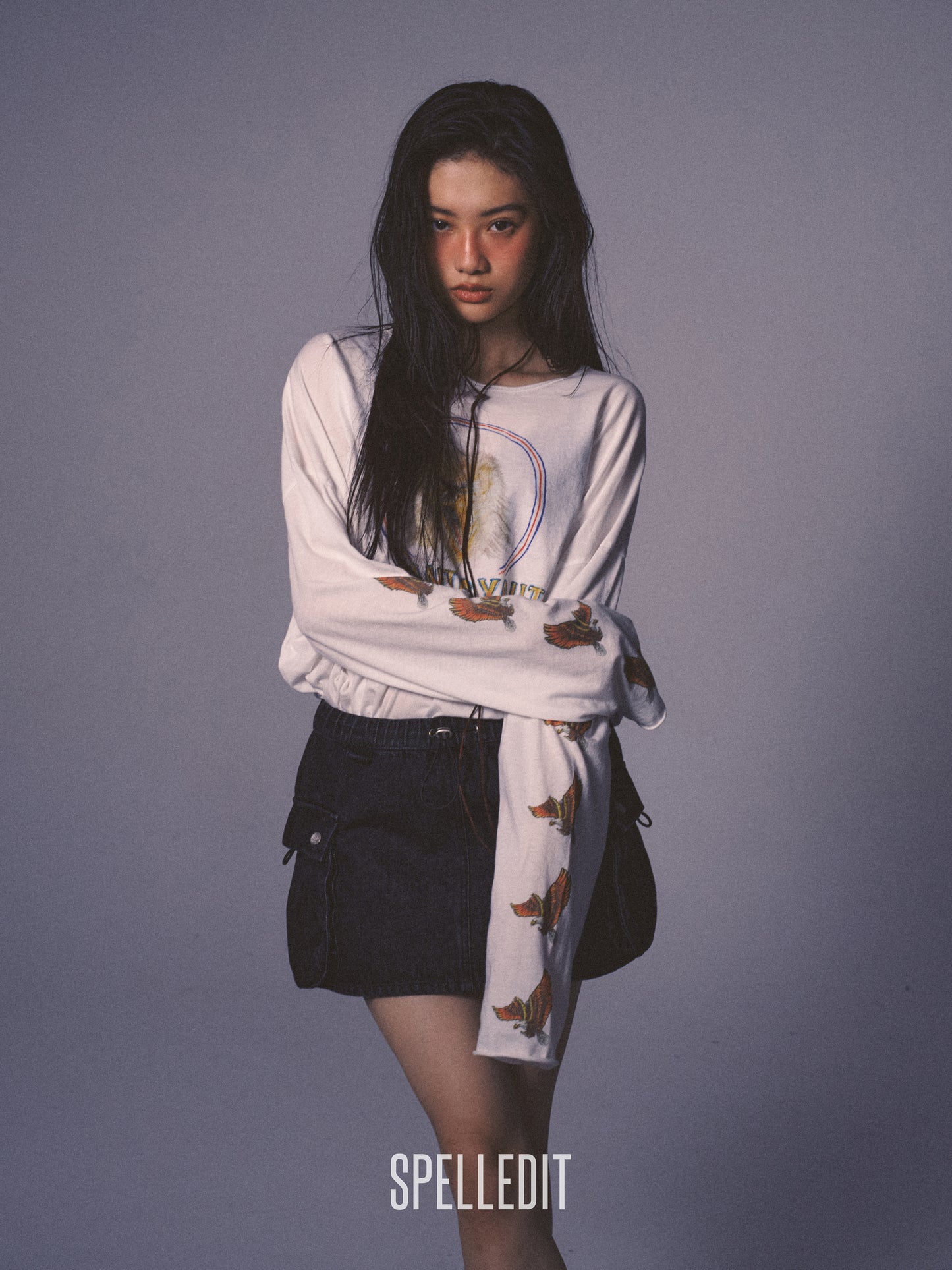 [9/7 PRE]DENIM CARGO MINI SKIRT