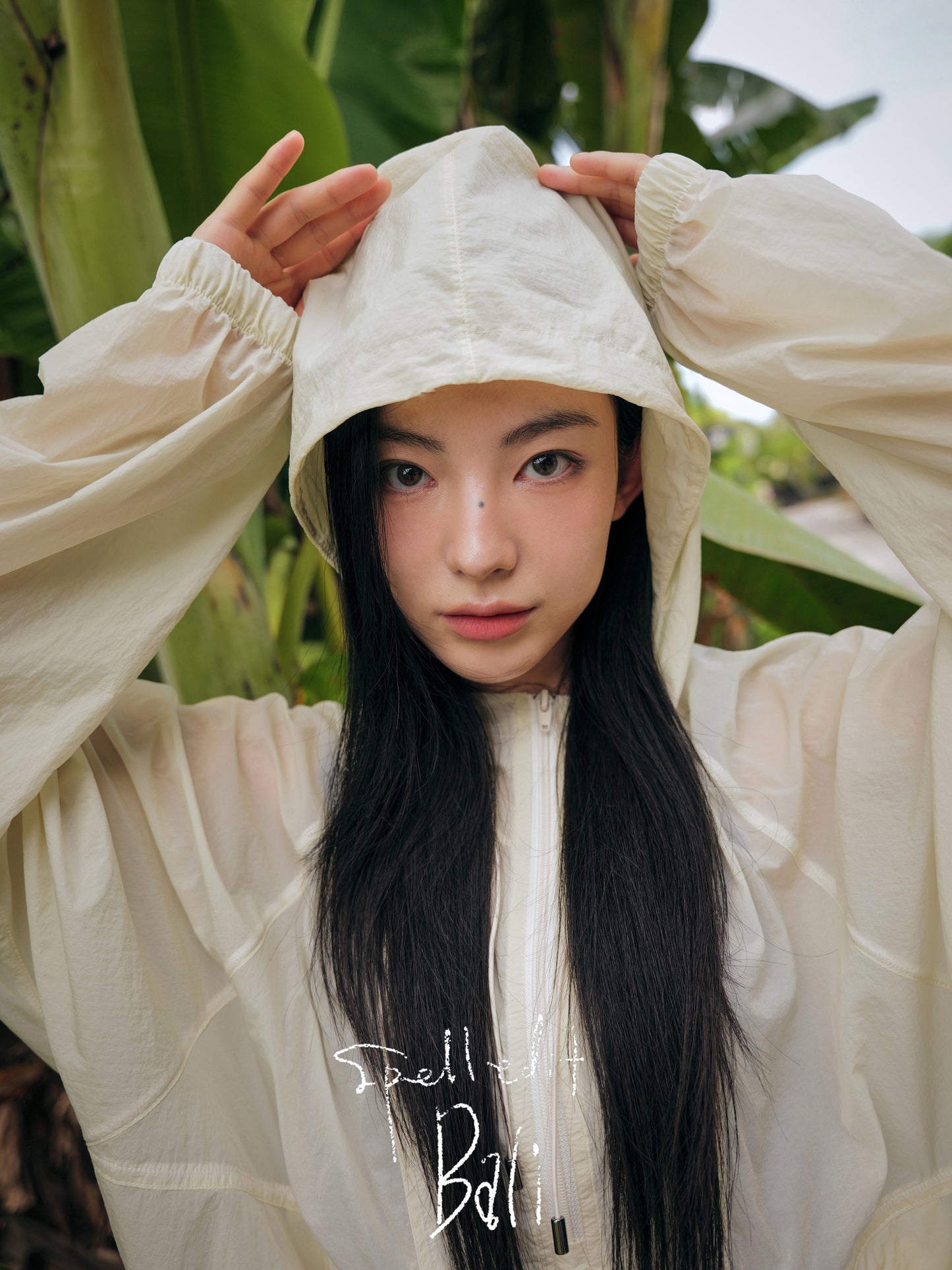 SHEER HOODED HALF ZIP PULLOVER