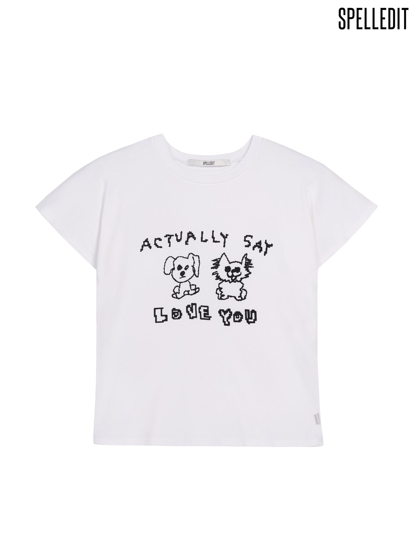 CUTE PET GRAPHIC CROP T-SHIRT