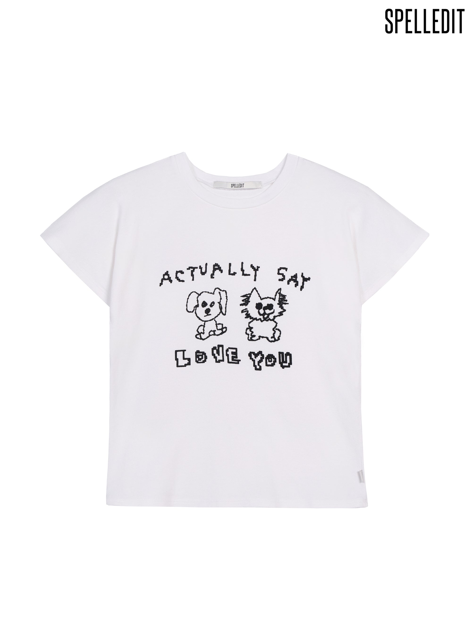 CUTE PET GRAPHIC CROP T-SHIRT