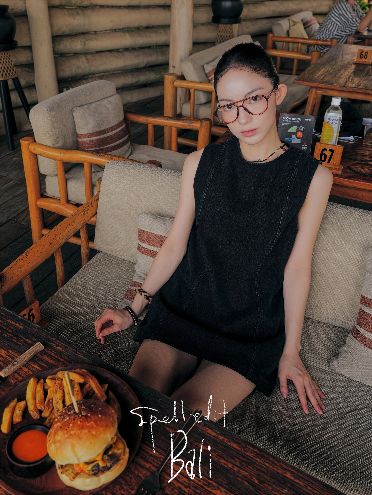 BLACK DENIM PANEL DRESS