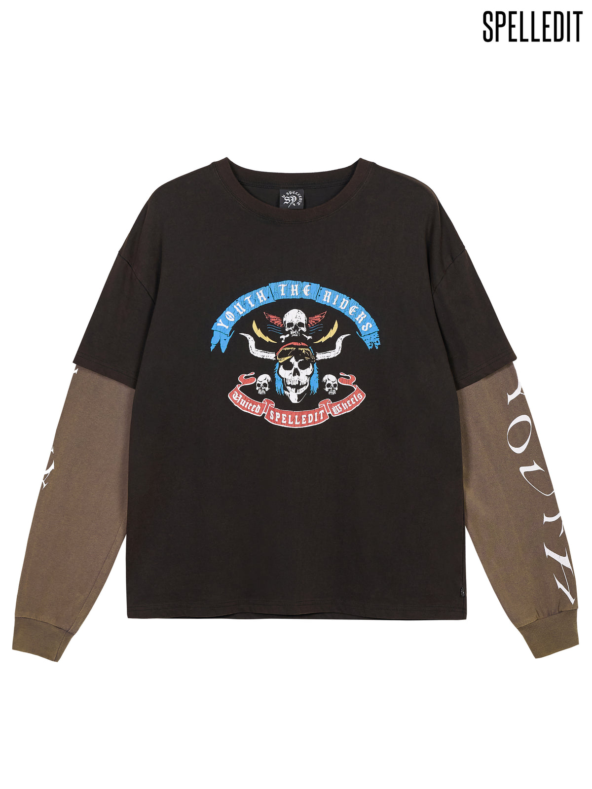 SKULL LAYERED LONG SLEEVE T-SHIRT