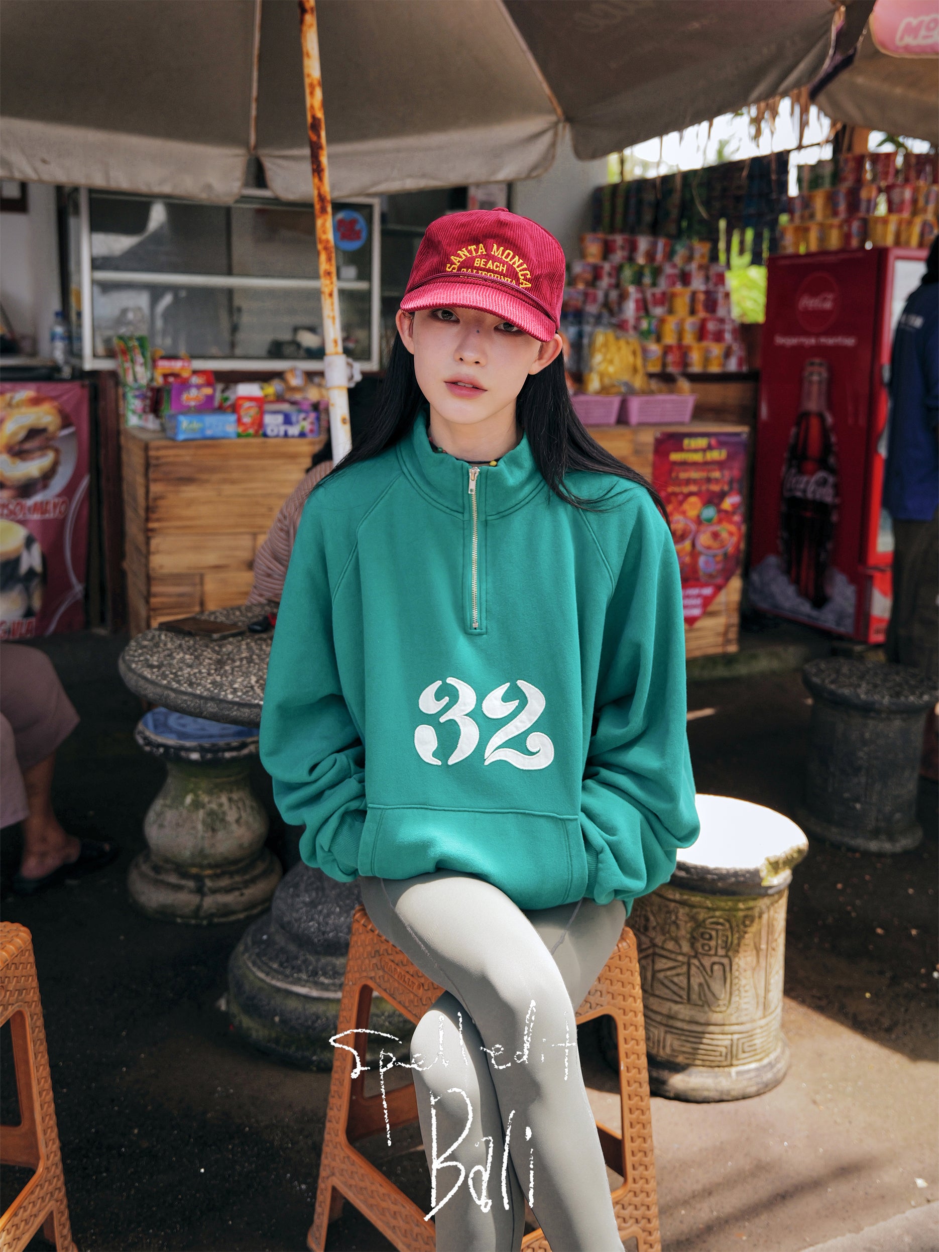 APPLIQUE HALF-ZIP SWEATSHIRT