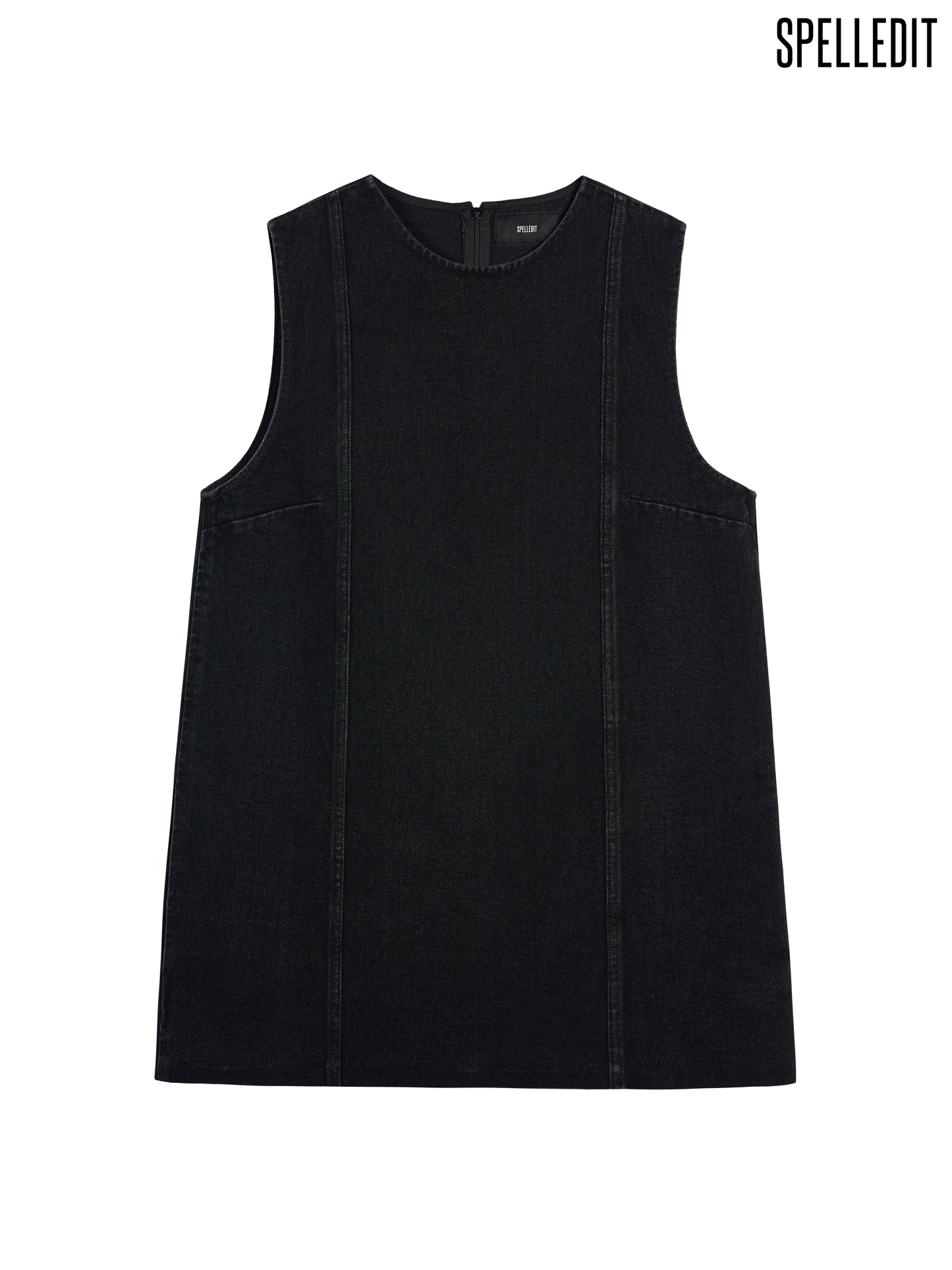 BLACK DENIM PANEL DRESS