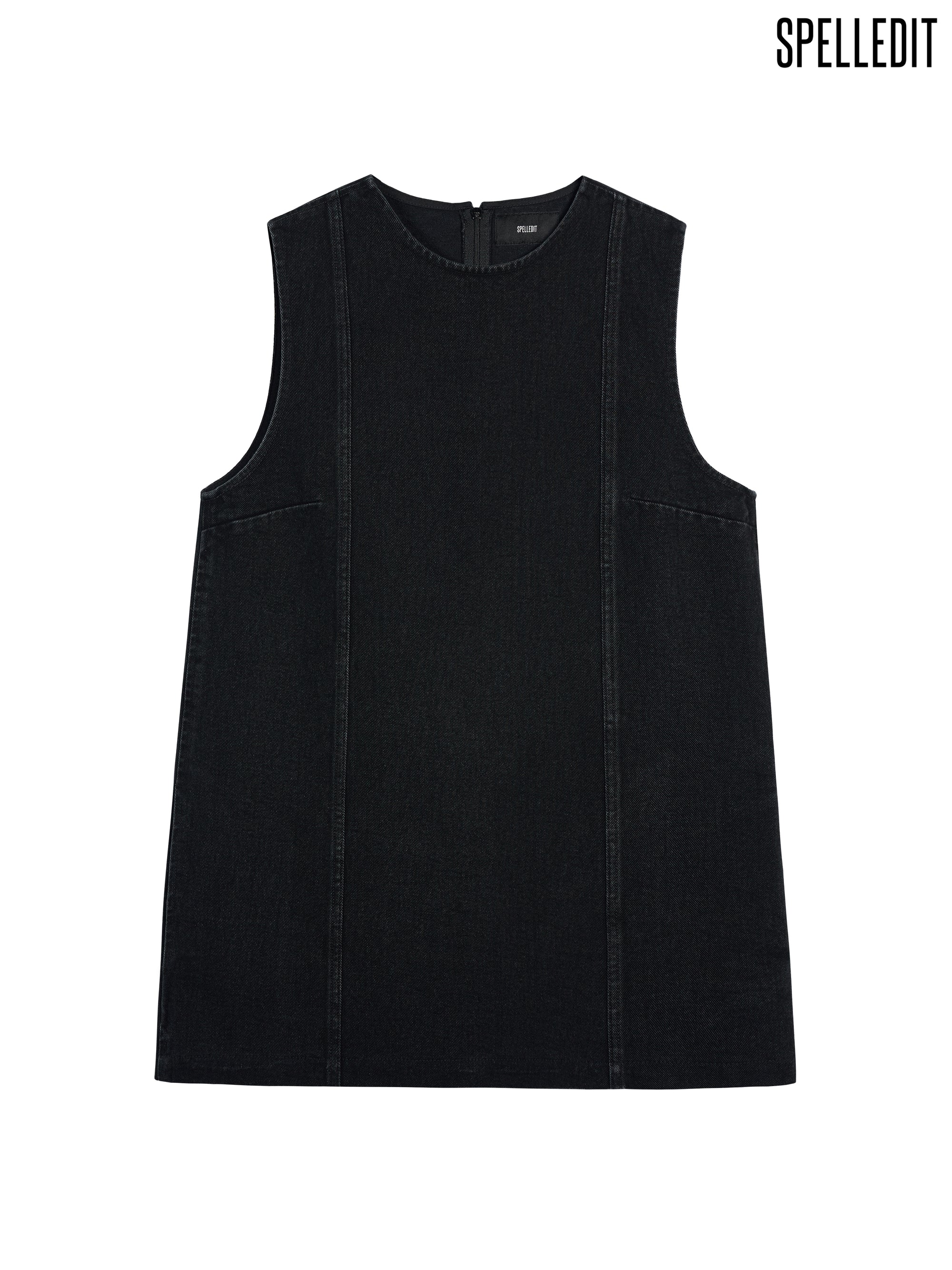 BLACK DENIM PANEL DRESS