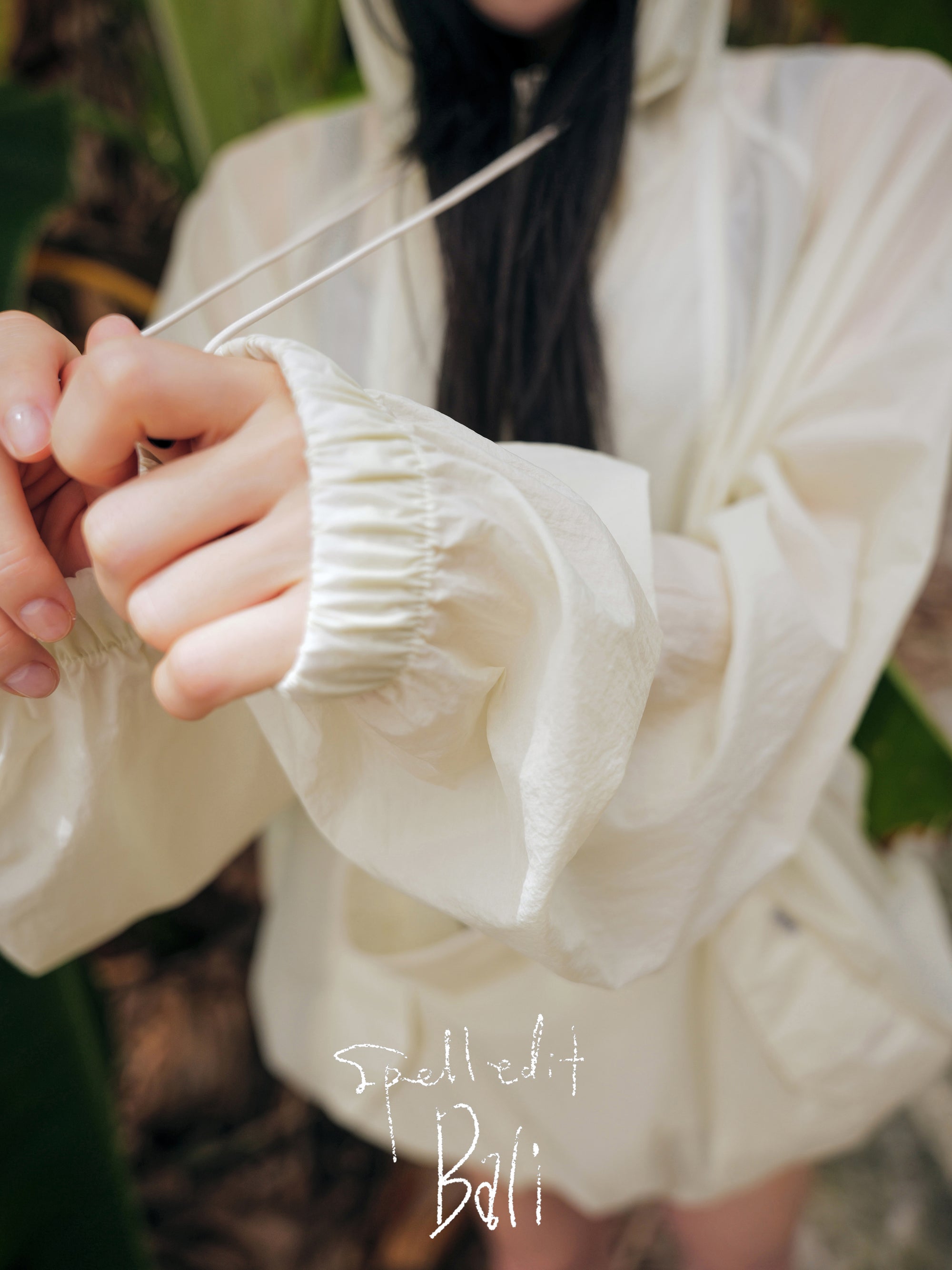 SHEER HOODED HALF ZIP PULLOVER