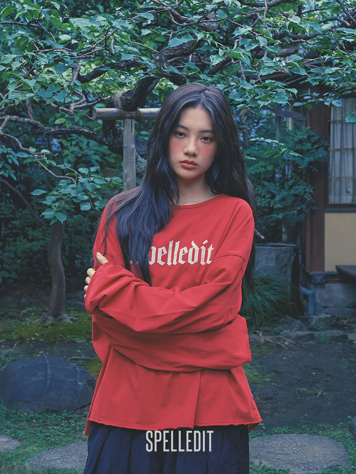 SPELL logo loose fit long sleeves tee