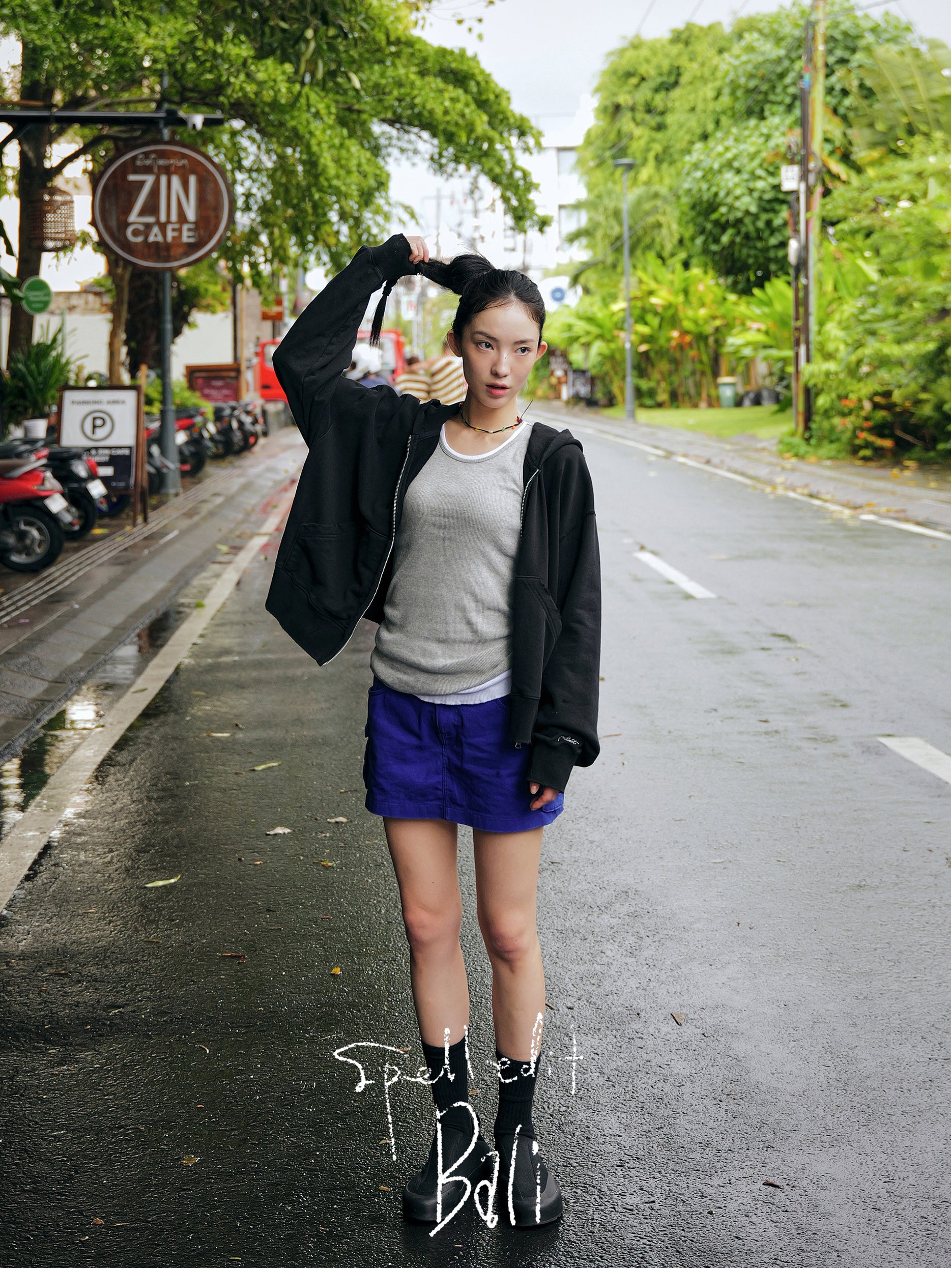DISTRESSED ZIP-UP HOODIE