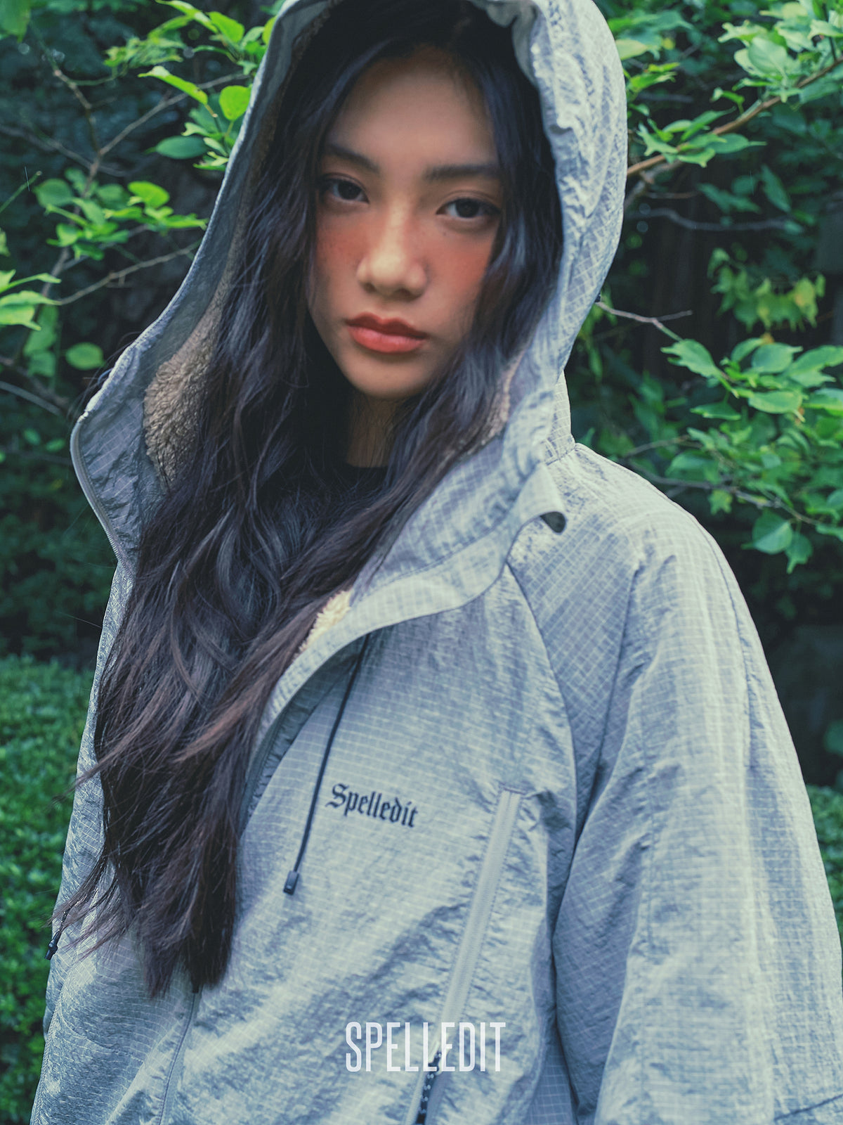 Rib Nylon Hooded Jacket