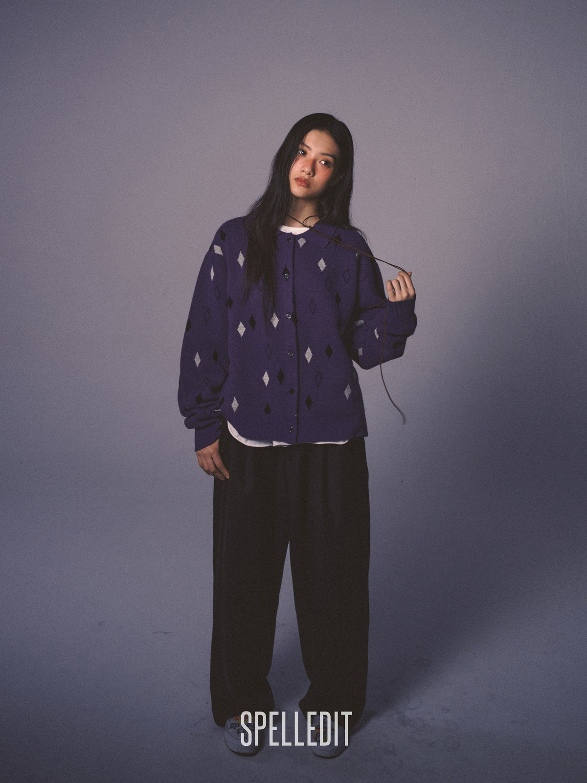 JACQUARD COLLARED CARDIGAN