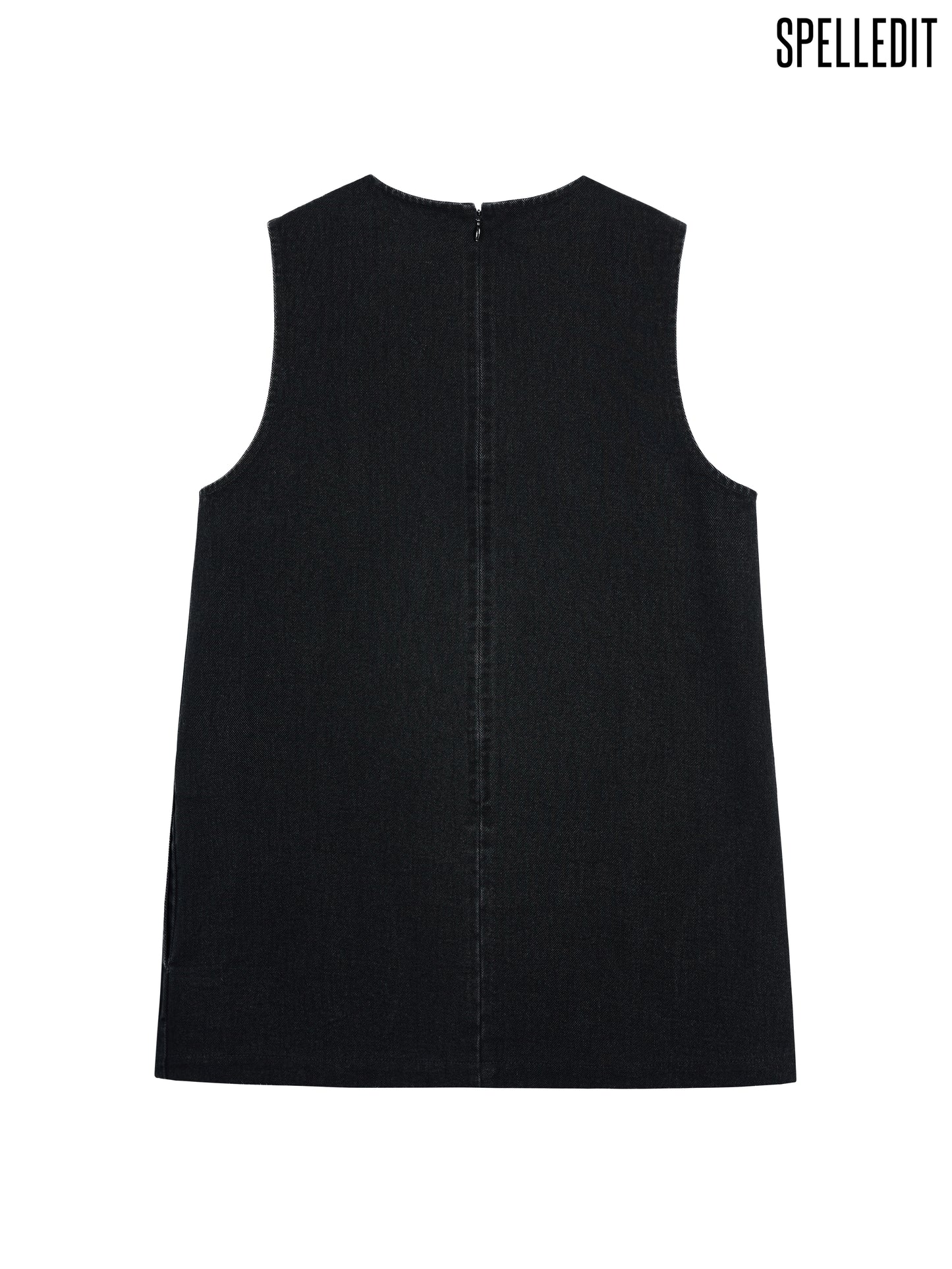 BLACK DENIM PANEL DRESS