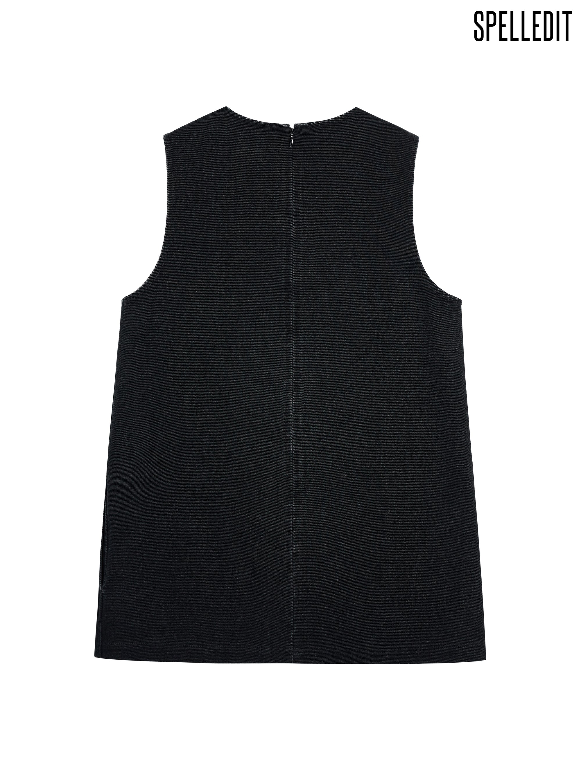 BLACK DENIM PANEL DRESS