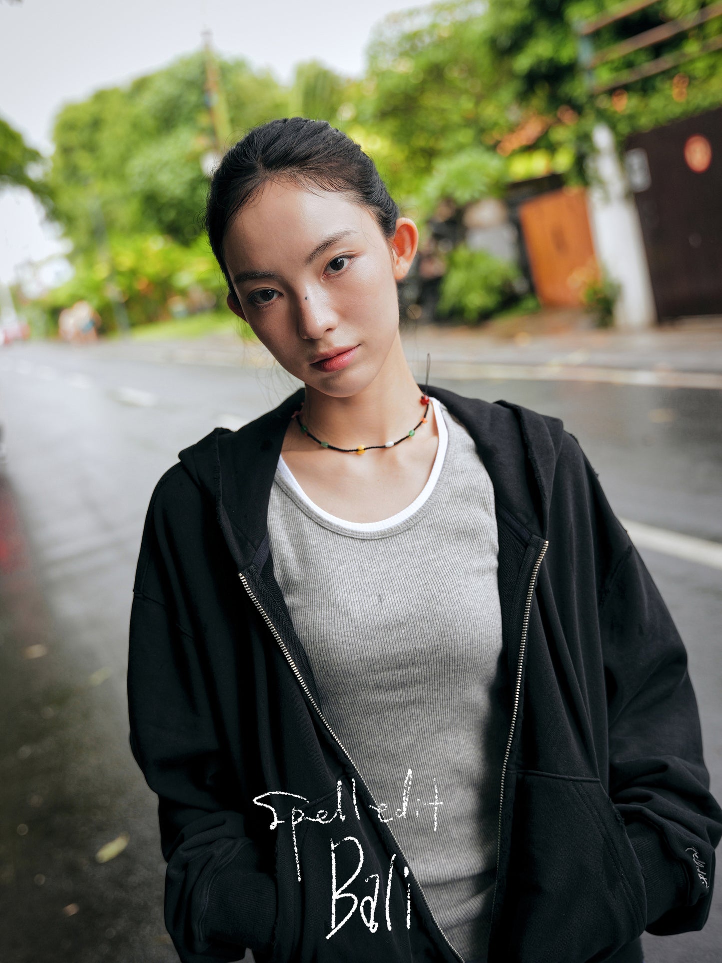 DISTRESSED ZIP-UP HOODIE