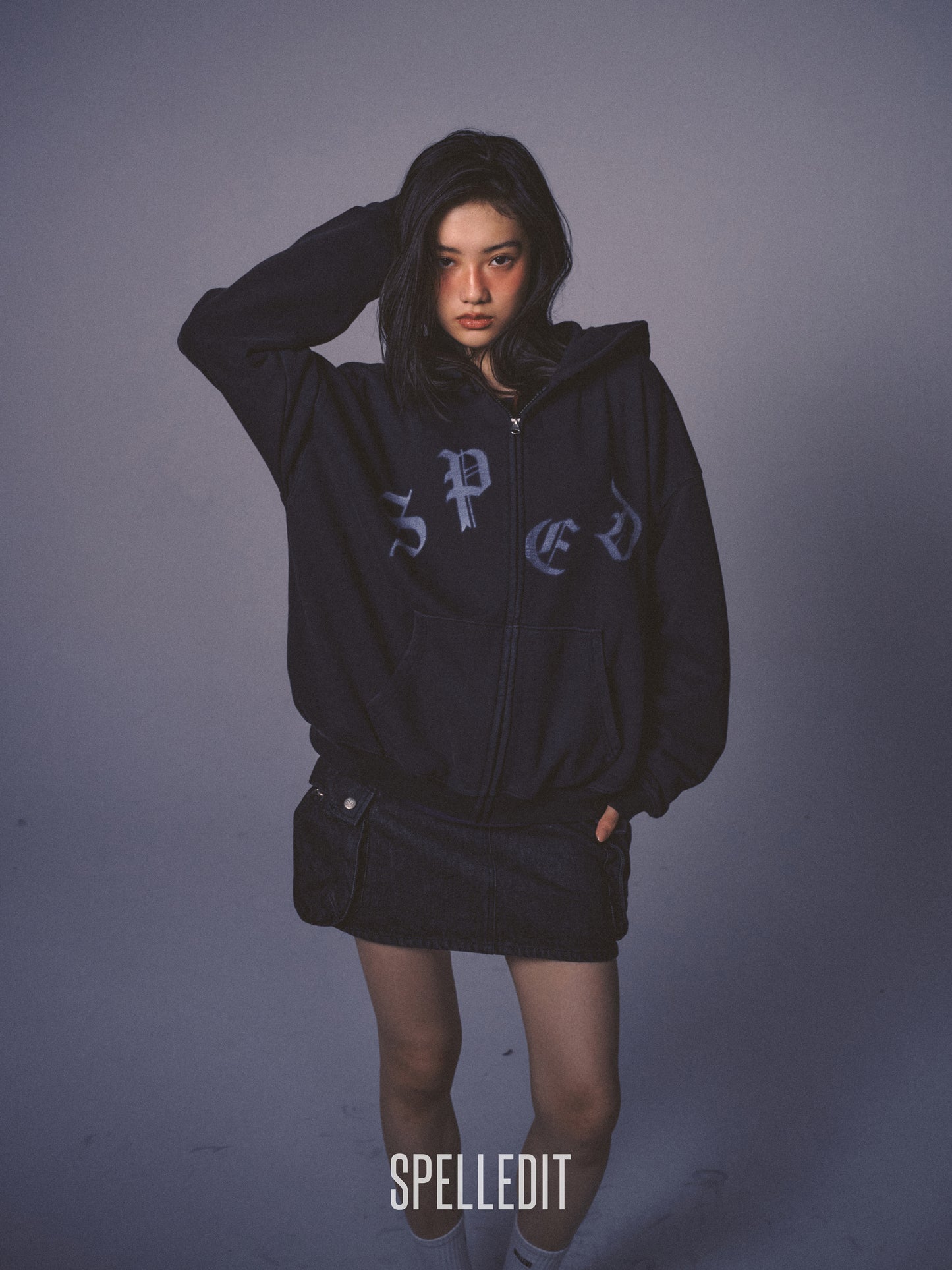 [9/7 PRE]DENIM CARGO MINI SKIRT