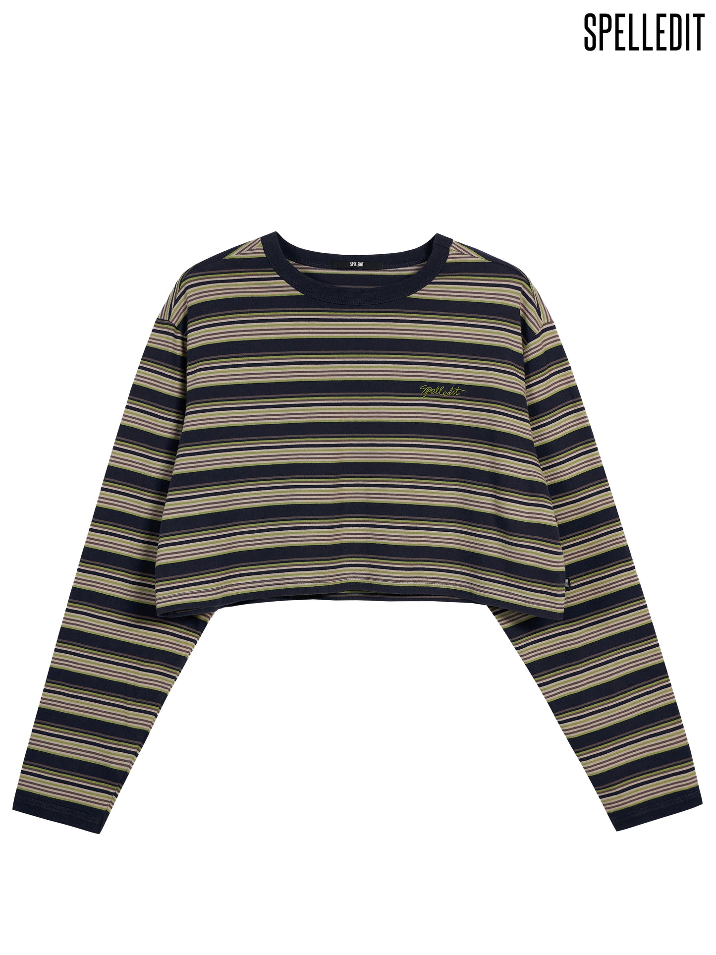 STRIPED CROP LONG SLEEVE T-SHIRT