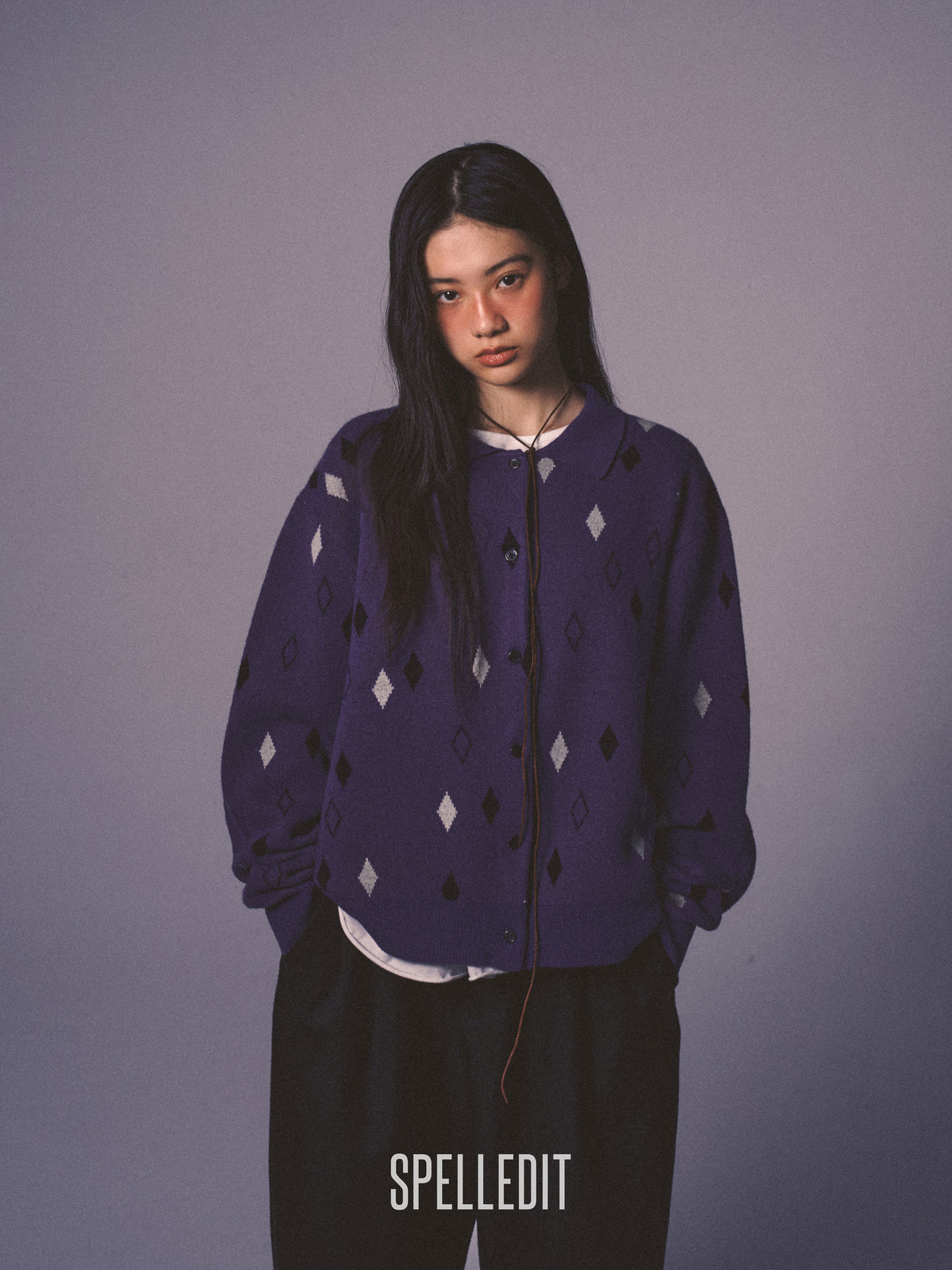 JACQUARD COLLARED CARDIGAN