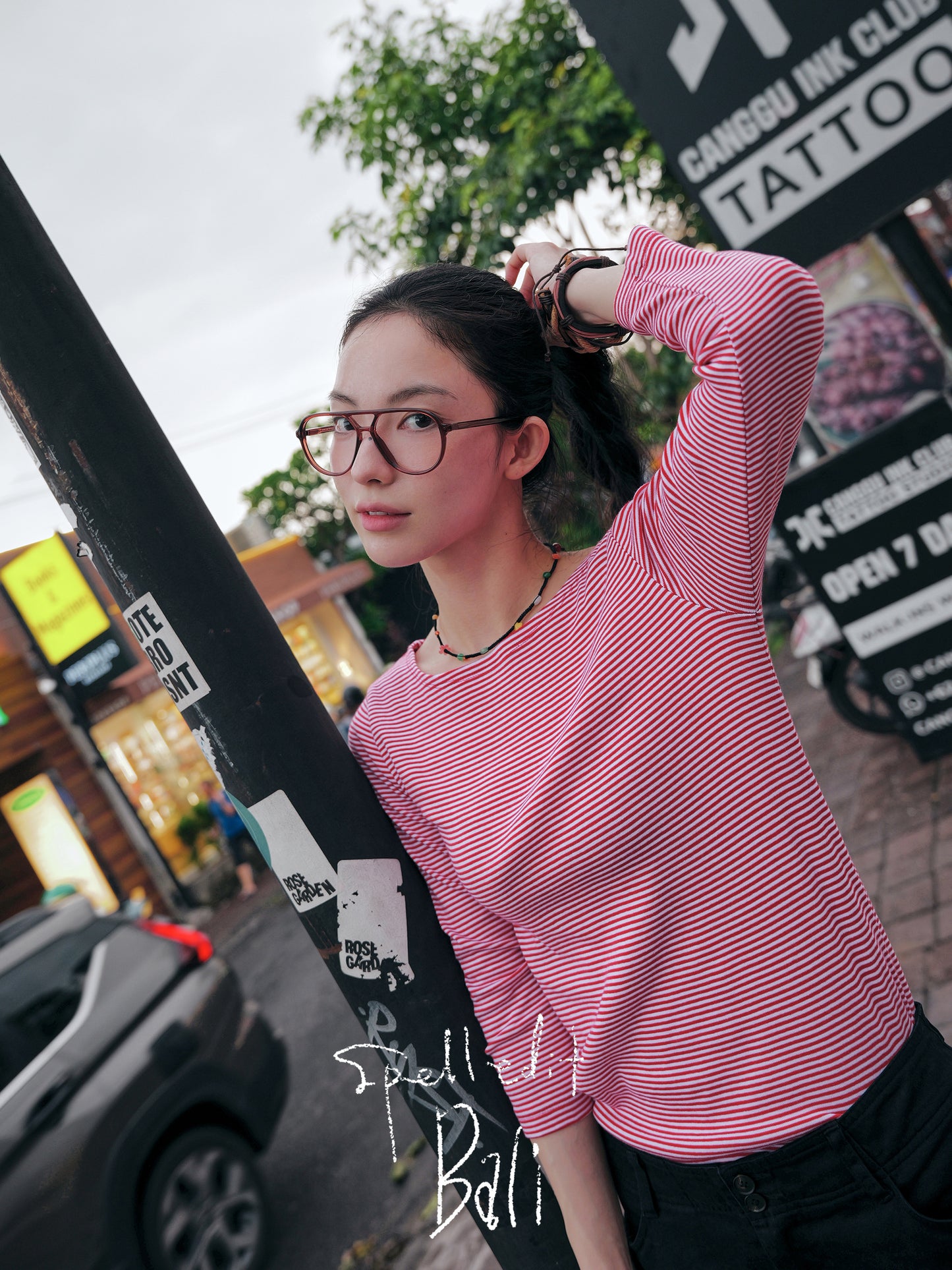 STRIPED 3/4 SLEEVE T-SHIRT