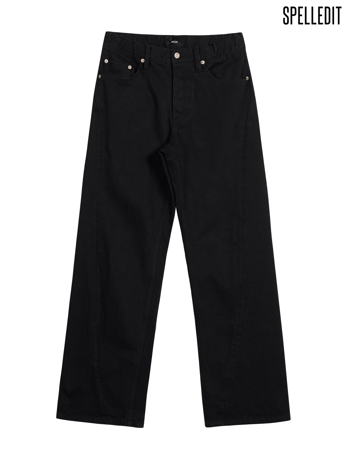 CURVED SEAM BLACK DENIM PANTS