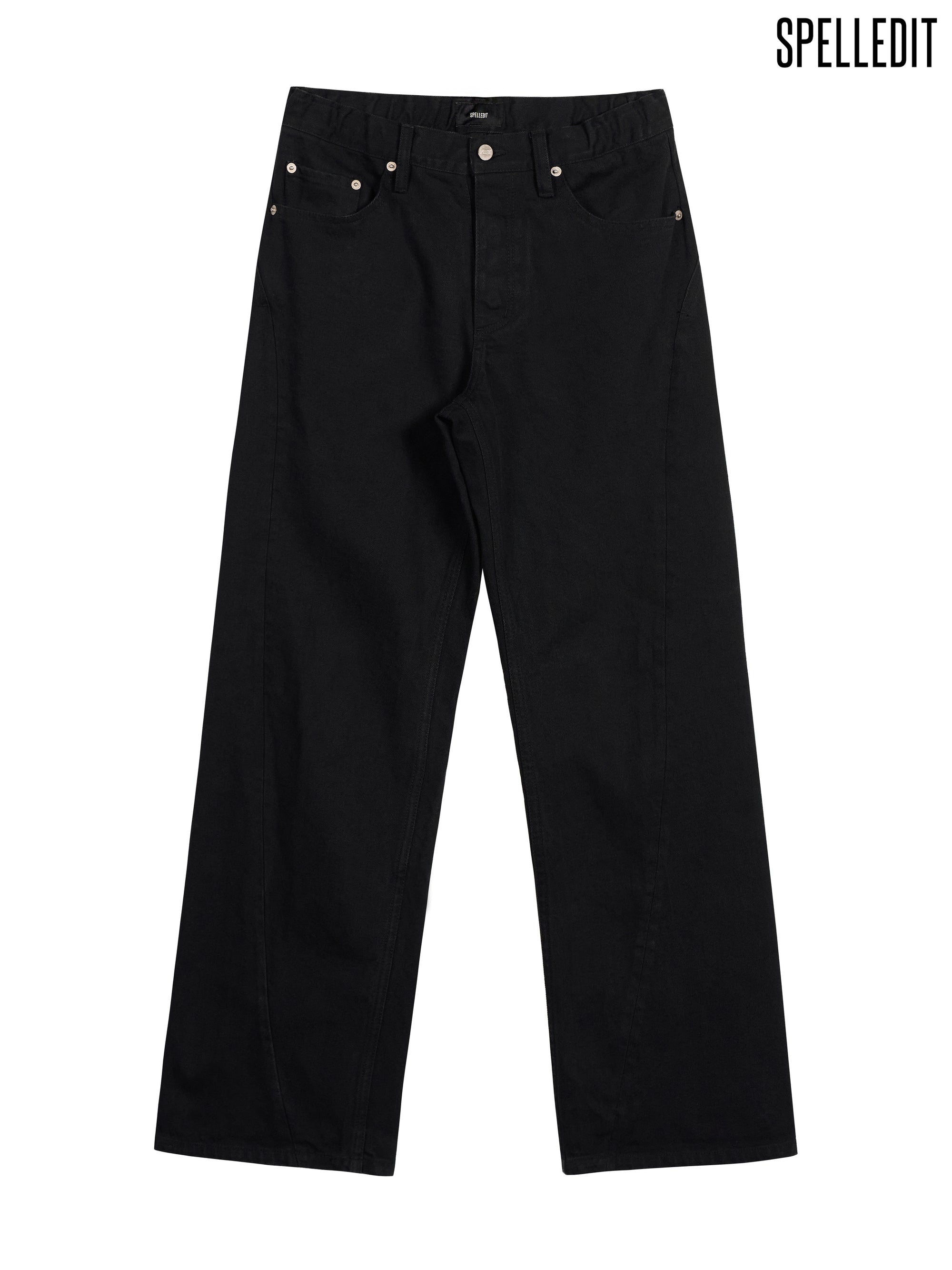 CURVED SEAM BLACK DENIM PANTS