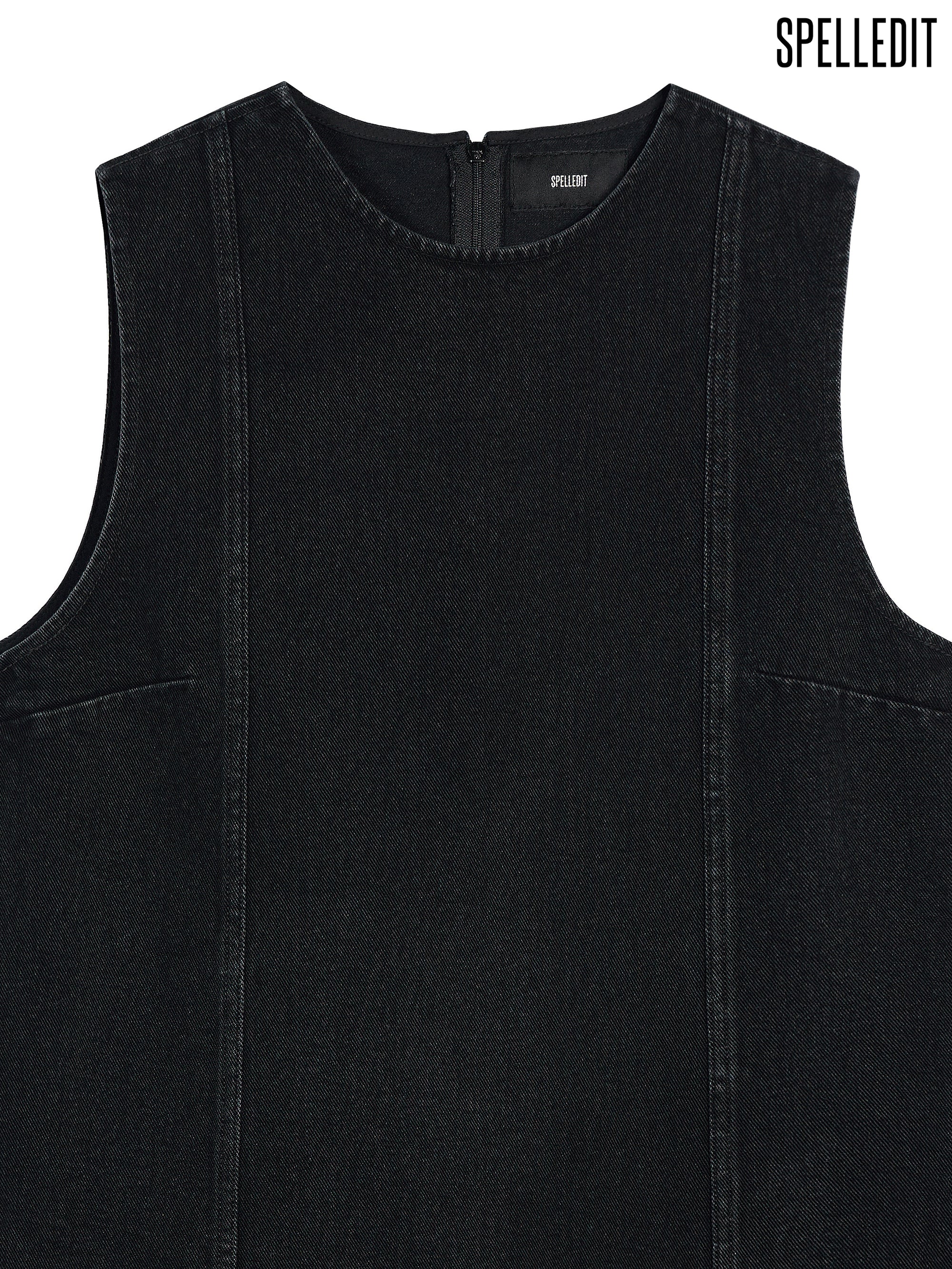 BLACK DENIM PANEL DRESS