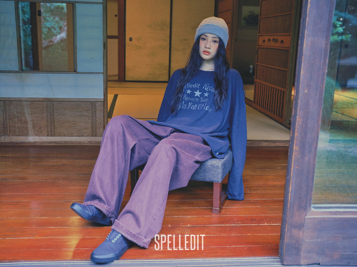 Records printed loose fit long sleeves tee