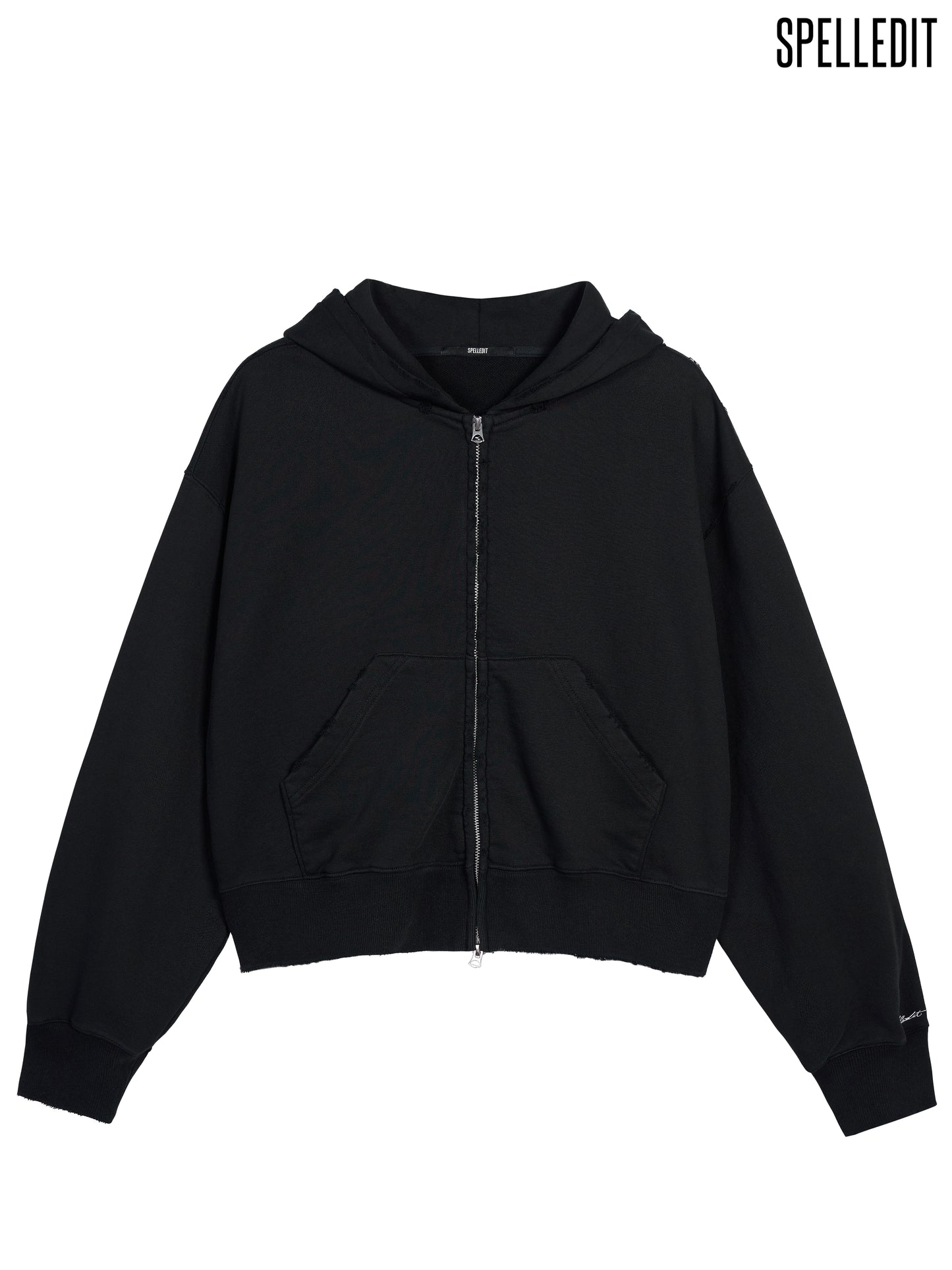 DISTRESSED ZIP-UP HOODIE