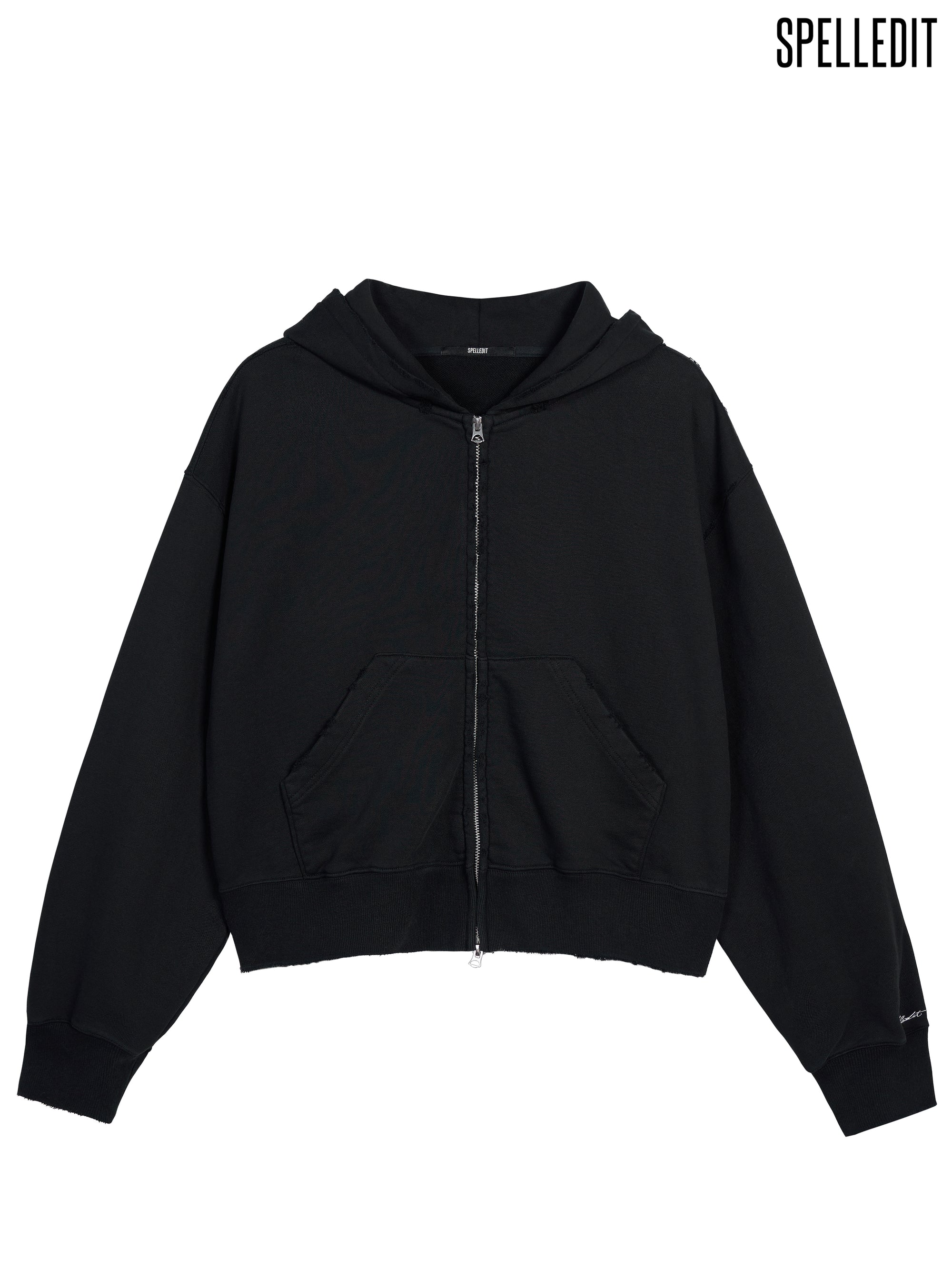 DISTRESSED ZIP-UP HOODIE