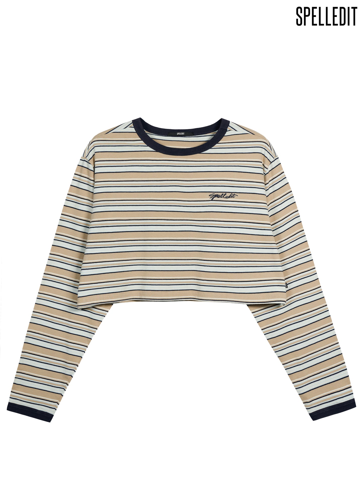 STRIPED CROP LONG SLEEVE T-SHIRT