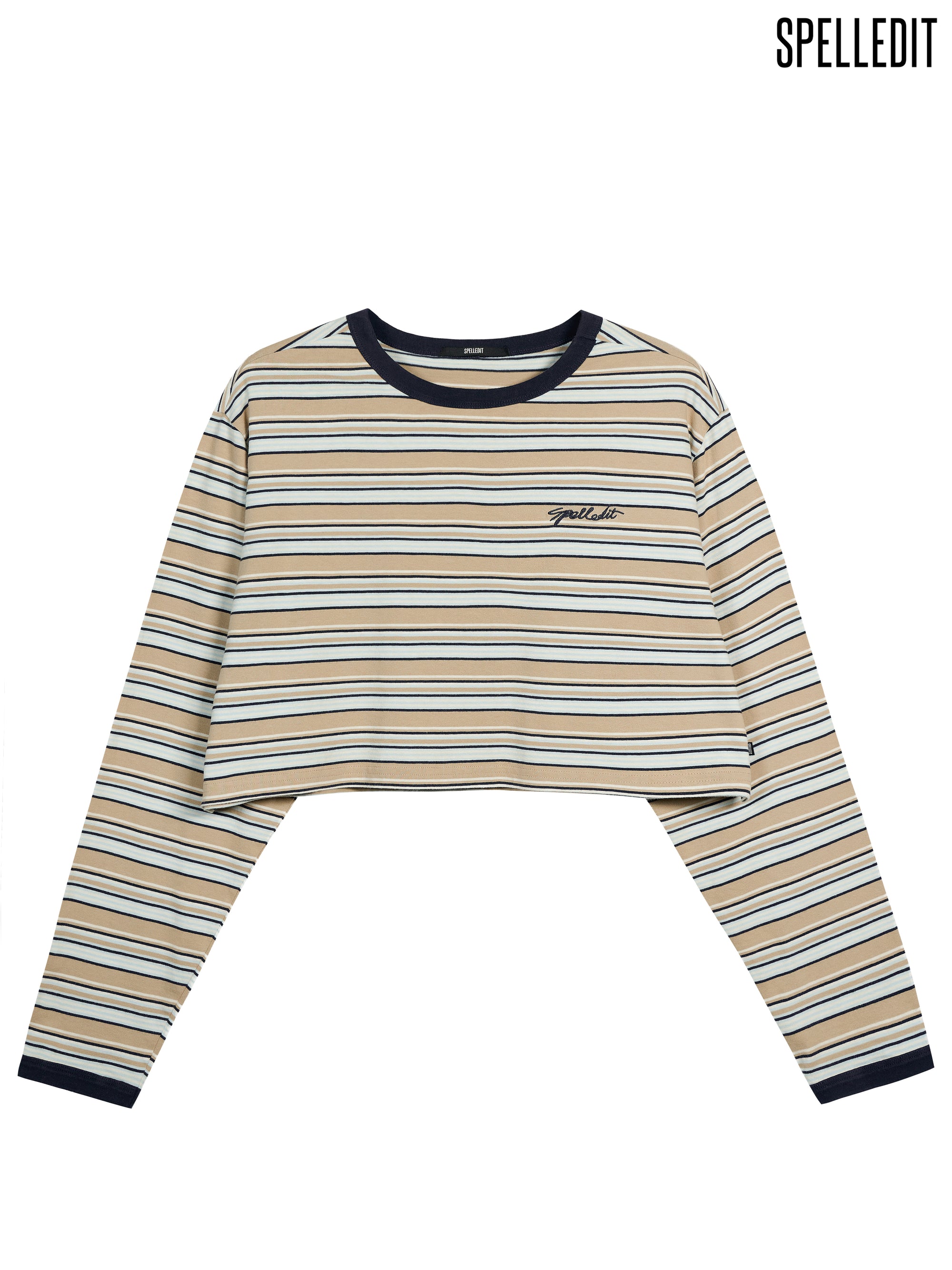 STRIPED CROP LONG SLEEVE T-SHIRT