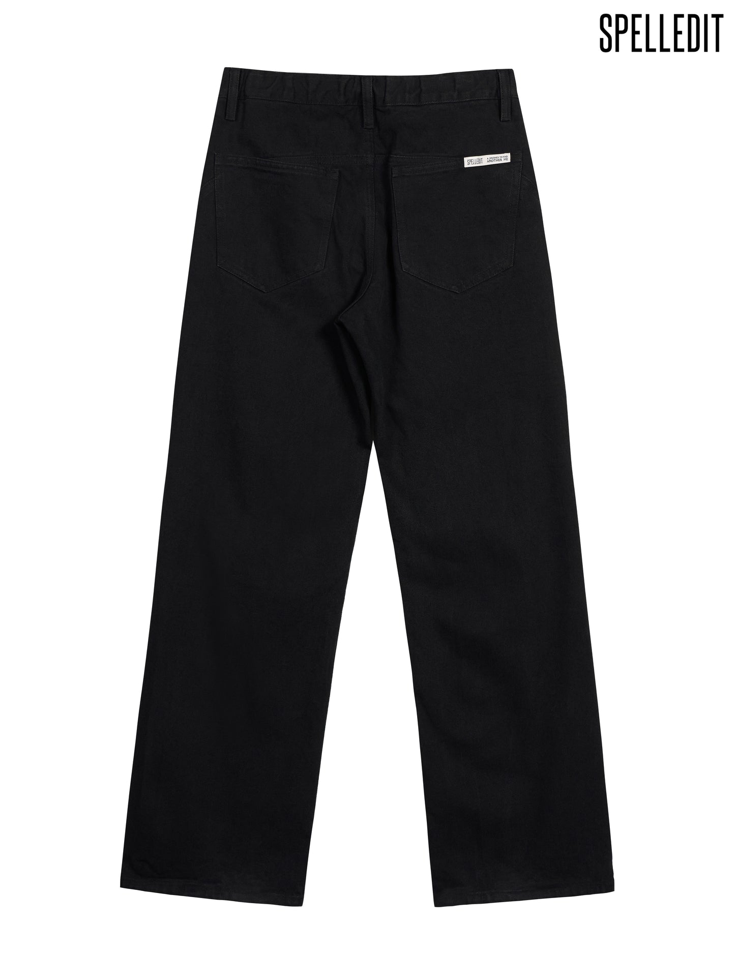 CURVED SEAM BLACK DENIM PANTS