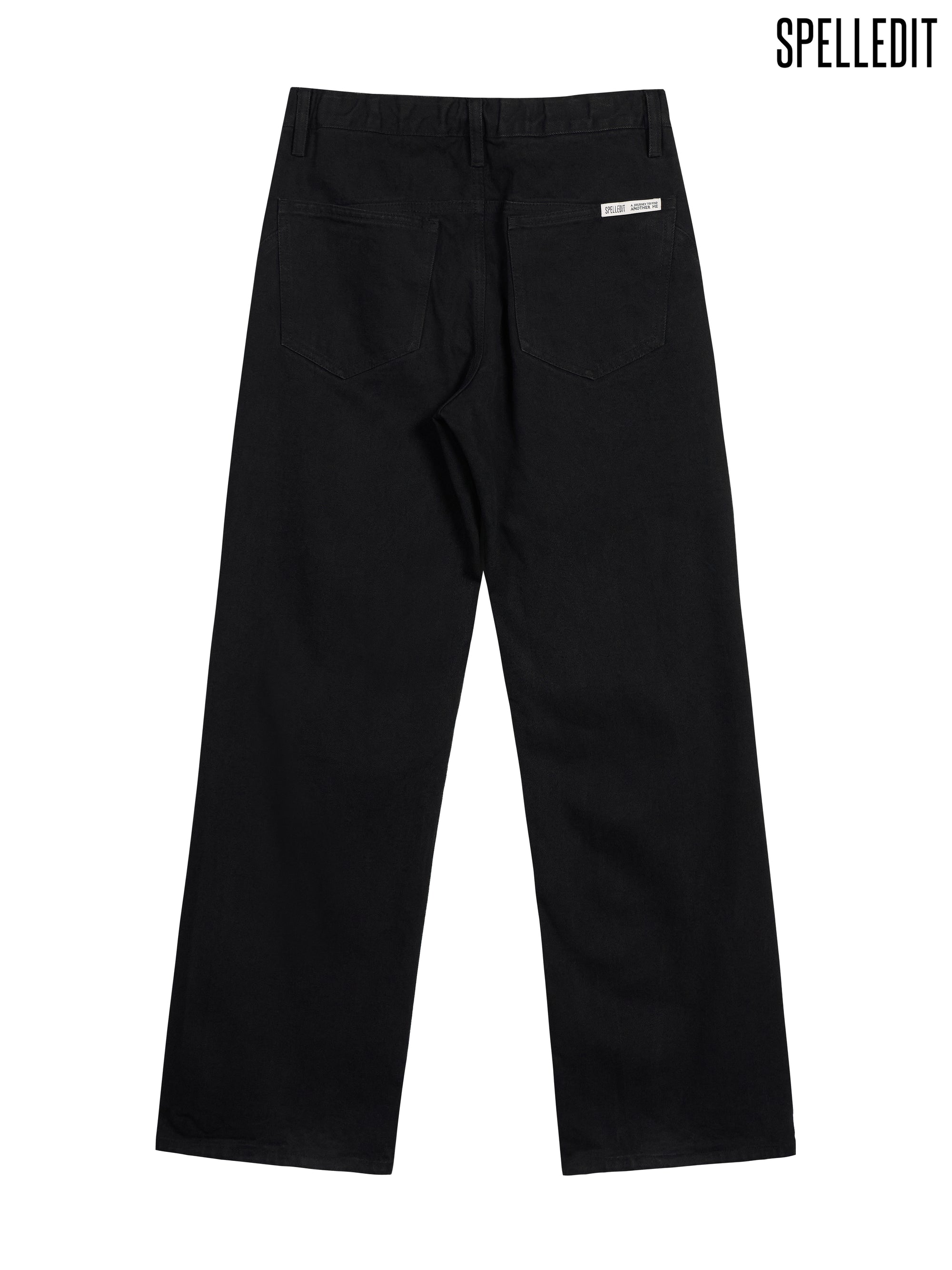 CURVED SEAM BLACK DENIM PANTS