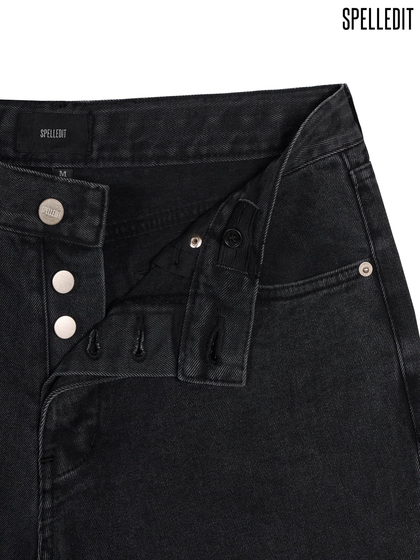 LOOSE FIT HALF DENIM PANTS