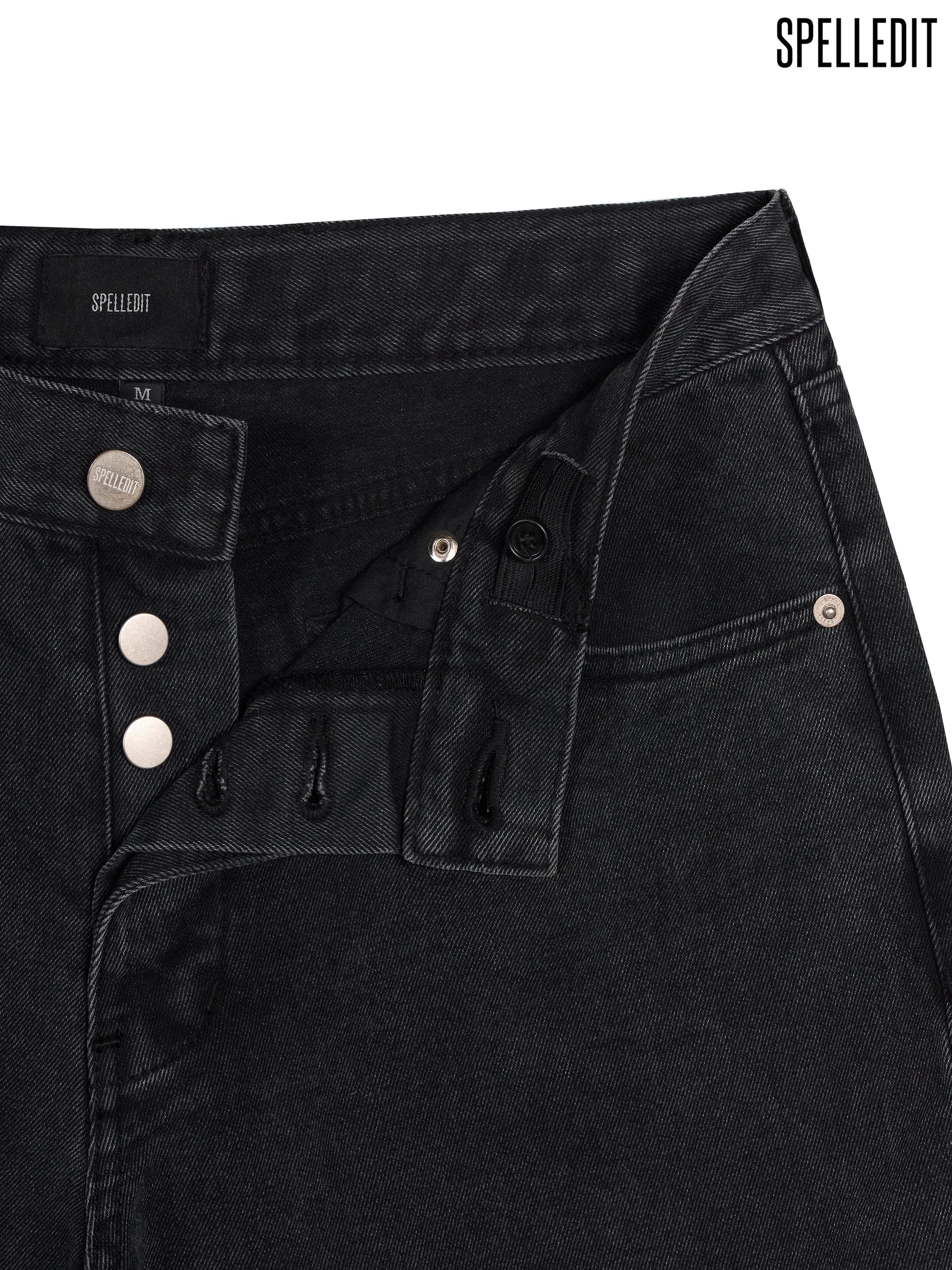 LOOSE FIT HALF DENIM PANTS