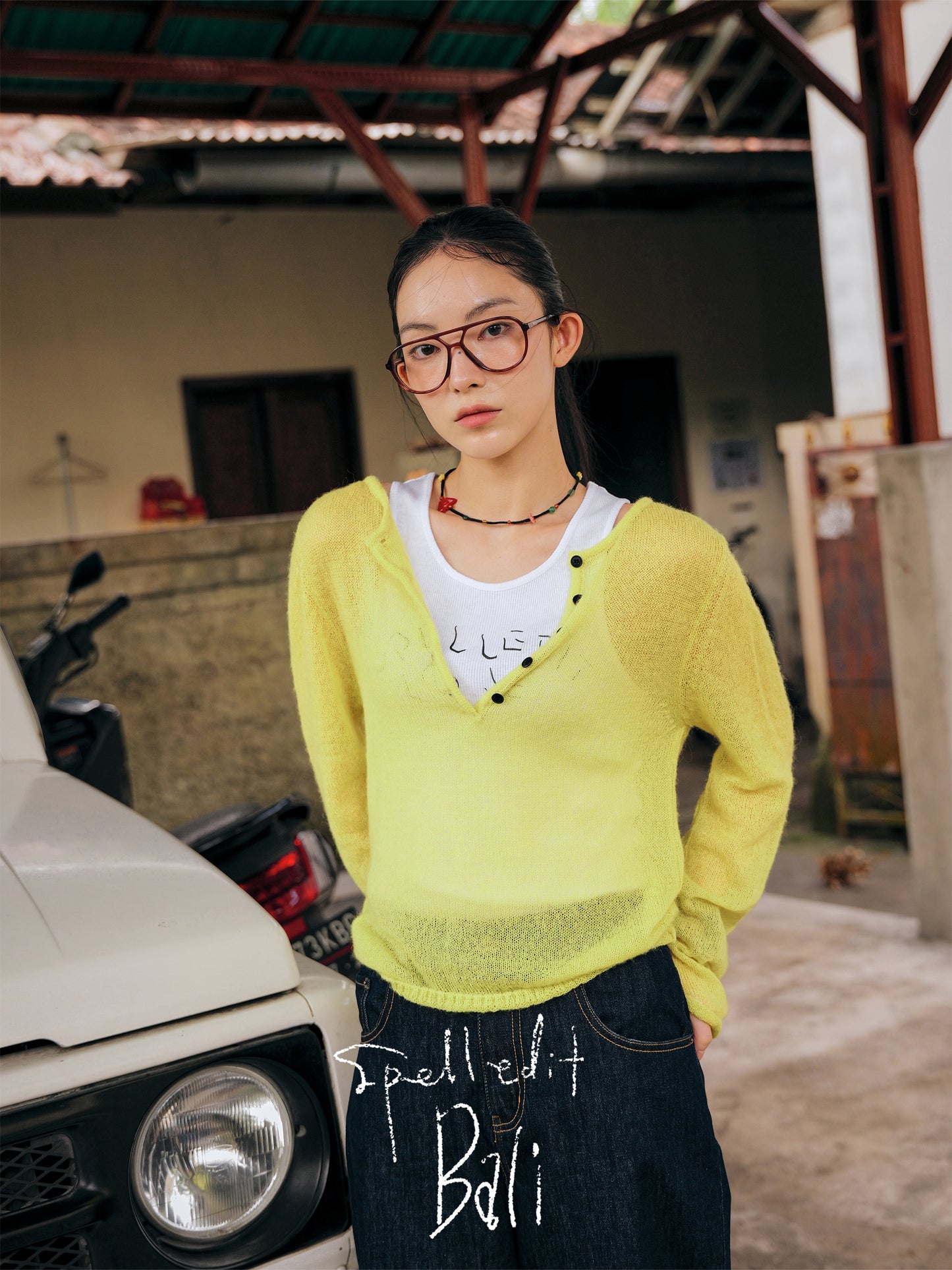 HENLEY NECK KNIT