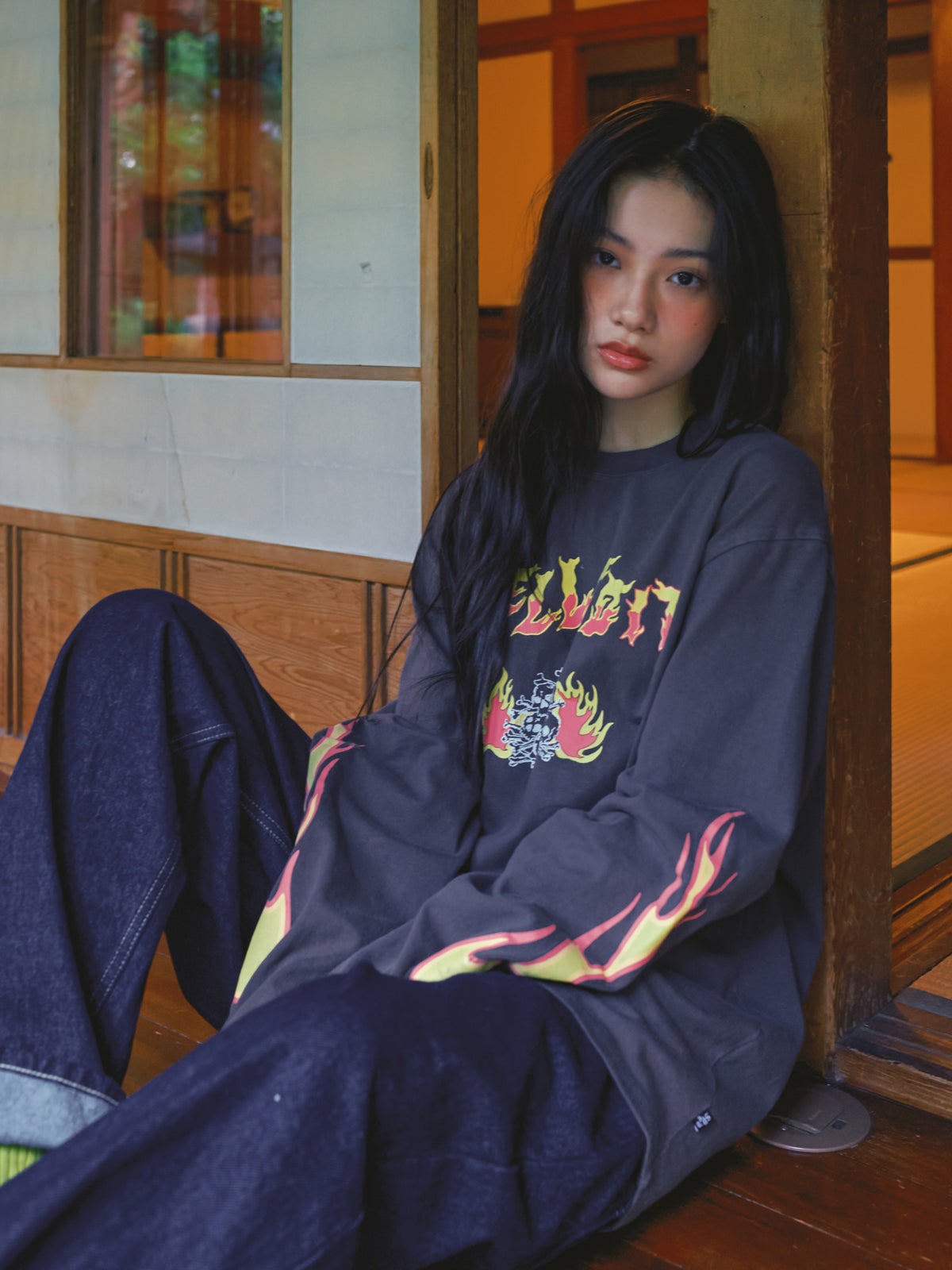 Fire Skull Long Sleeve Tee