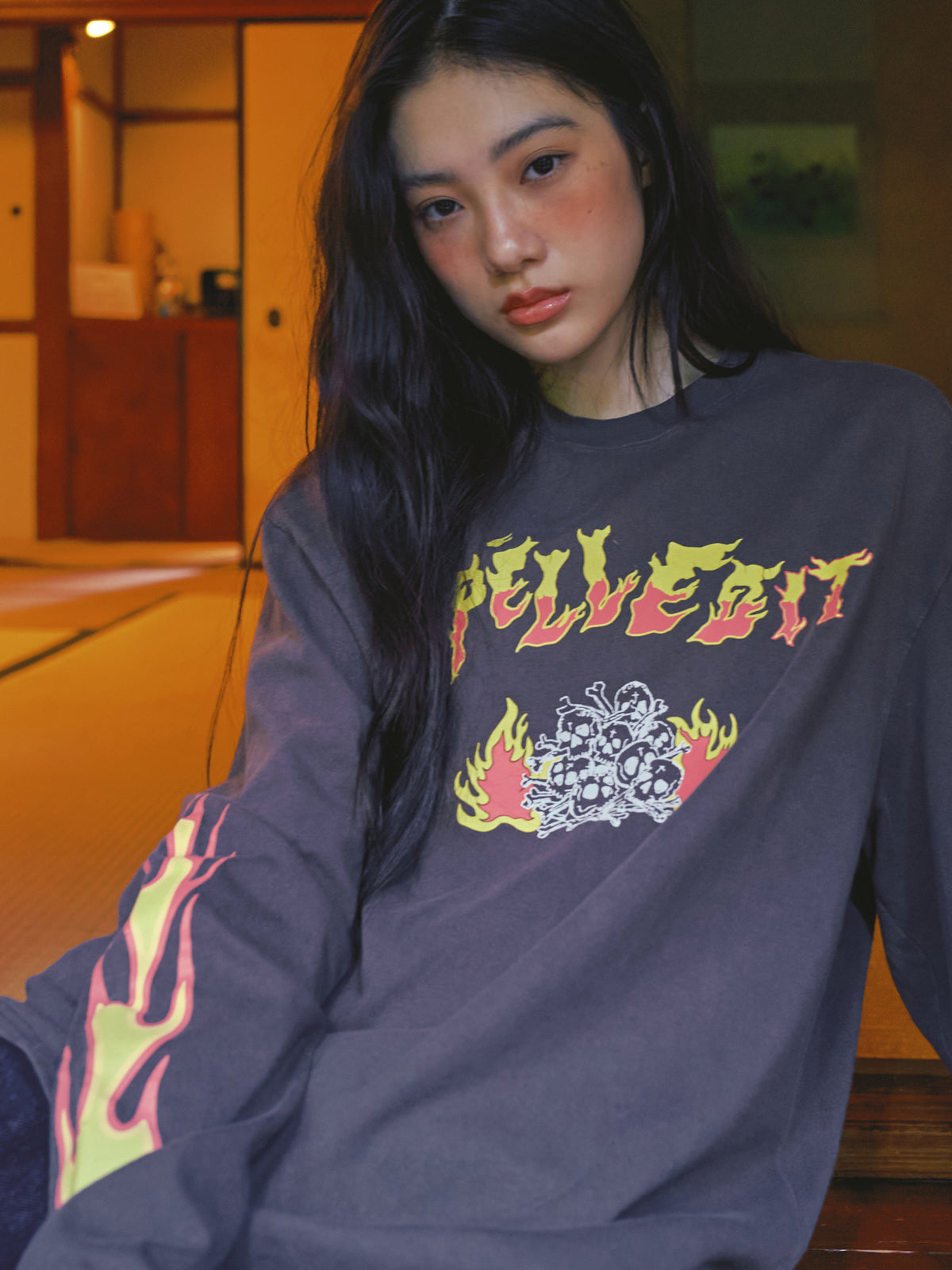 Fire Skull Long Sleeve Tee