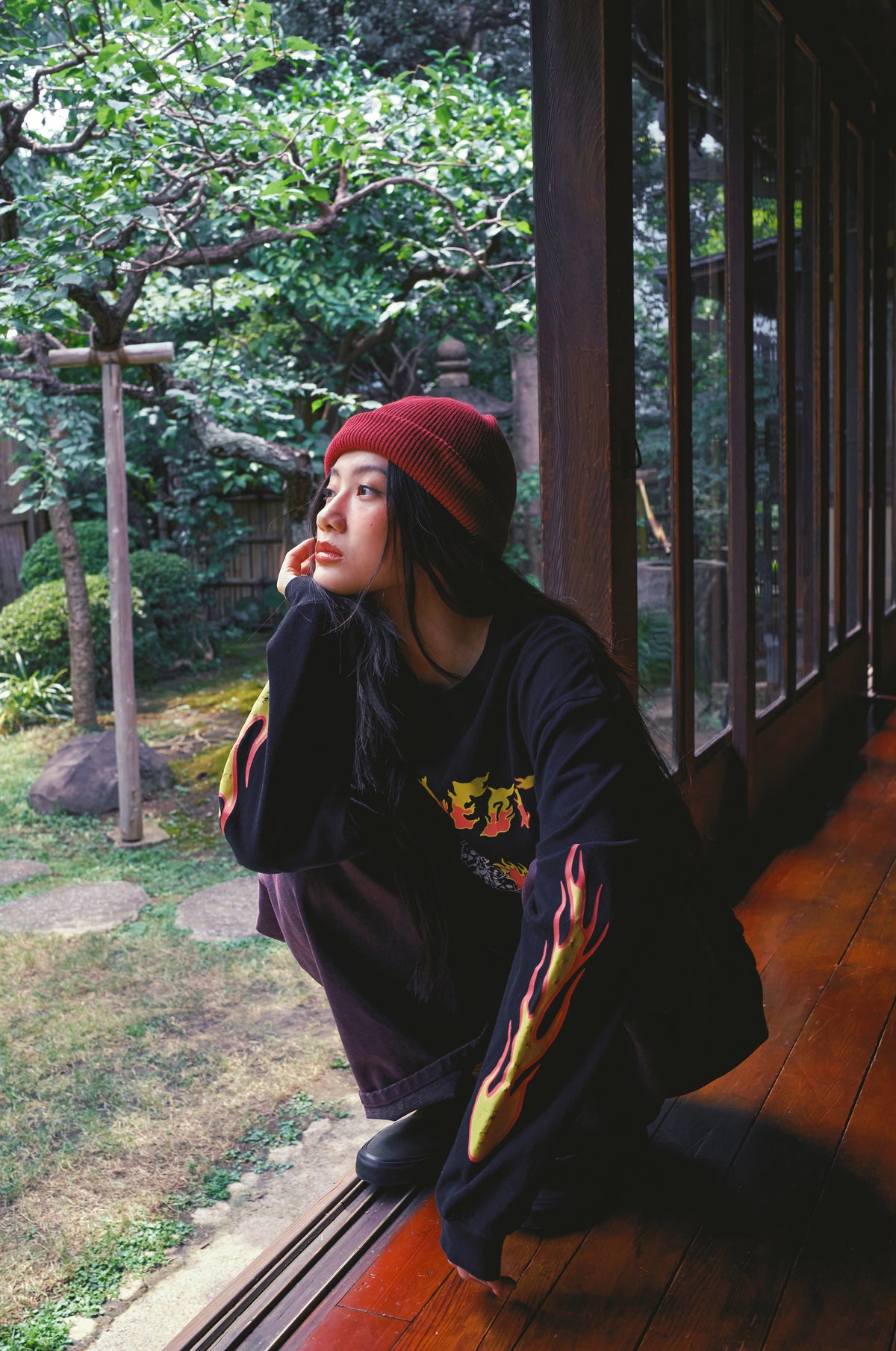 Fire Skull Long Sleeve Tee